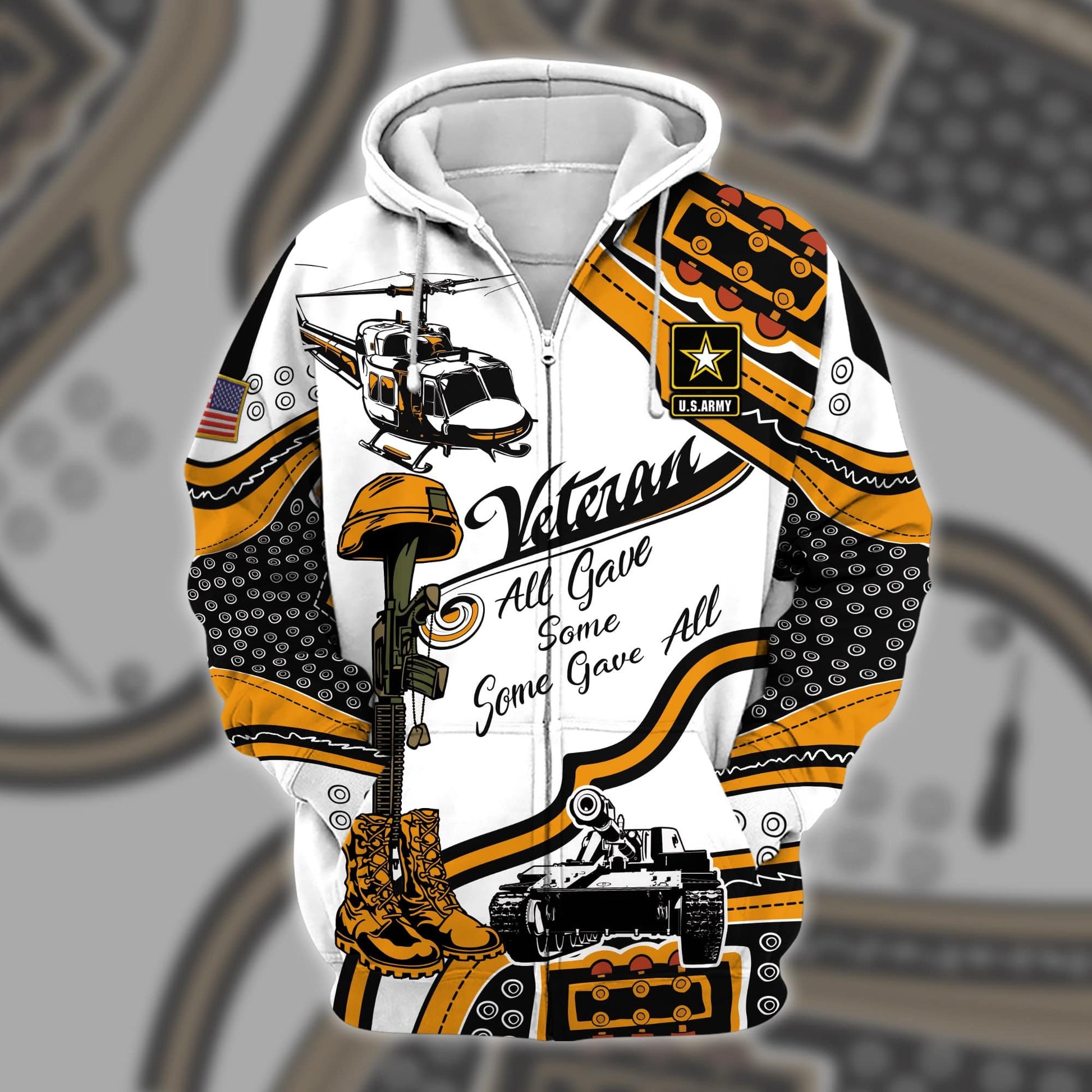 Premium U.S Multiple Service Veteran Zip Hoodie PVC190204