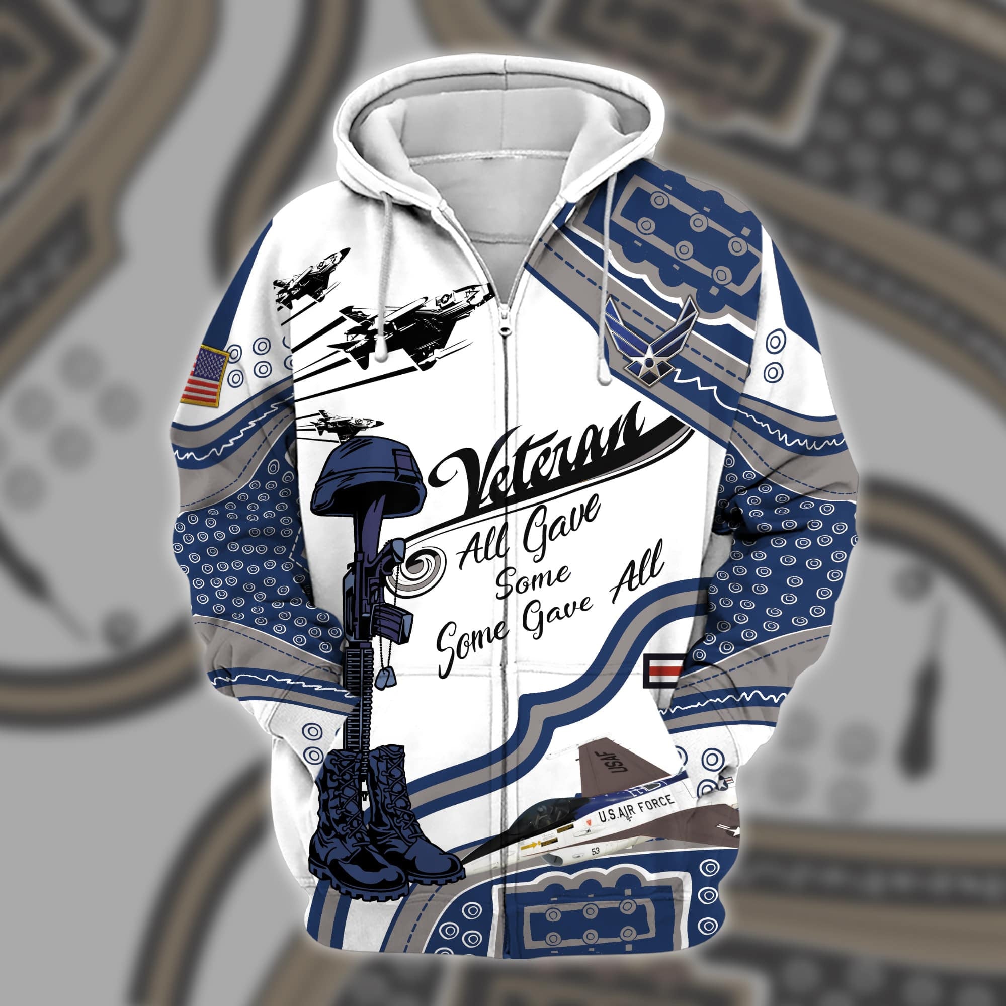 Premium U.S Multiple Service Veteran Zip Hoodie PVC190204