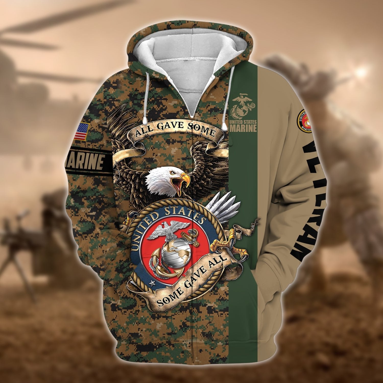 Premium U.S Multiple Service Veteran Zip Hoodie PVC190201