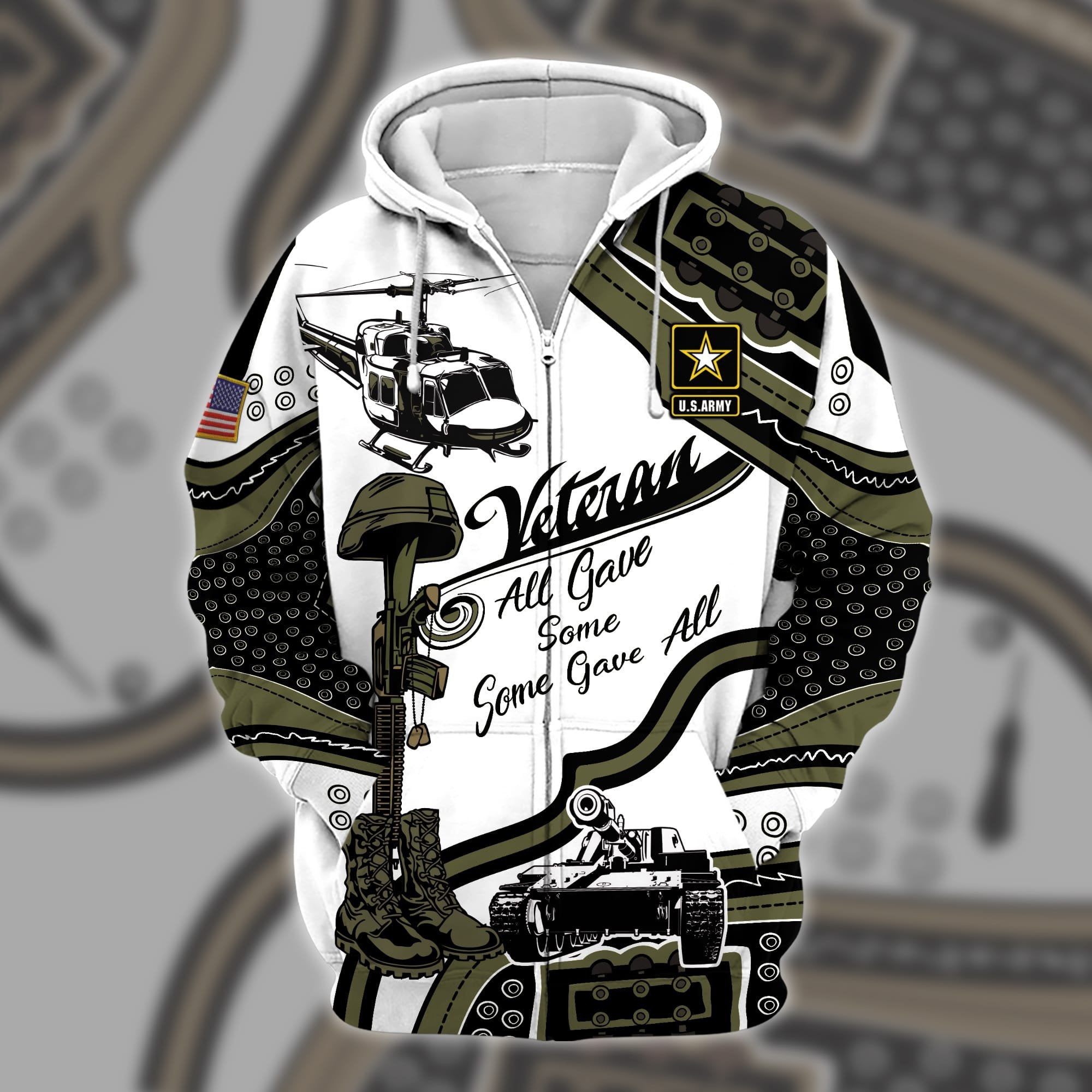 Premium U.S Multiple Service Veteran Zip Hoodie PVC190204