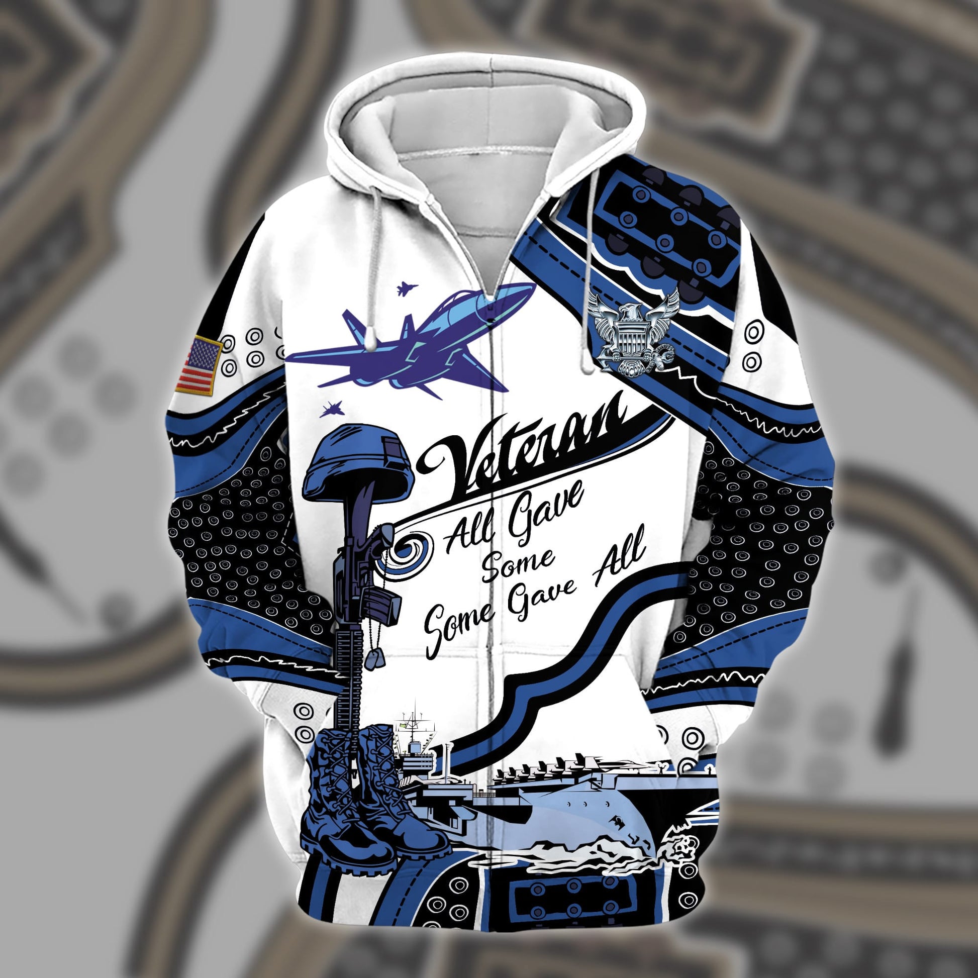 Premium U.S Multiple Service Veteran Zip Hoodie PVC190204