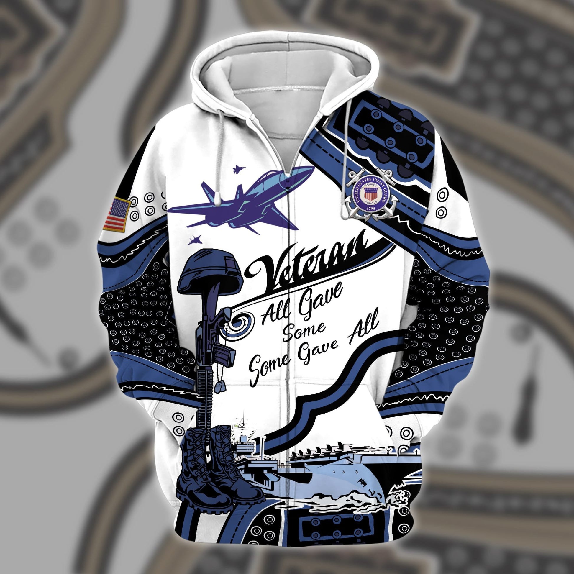 Premium U.S Multiple Service Veteran Zip Hoodie PVC190204