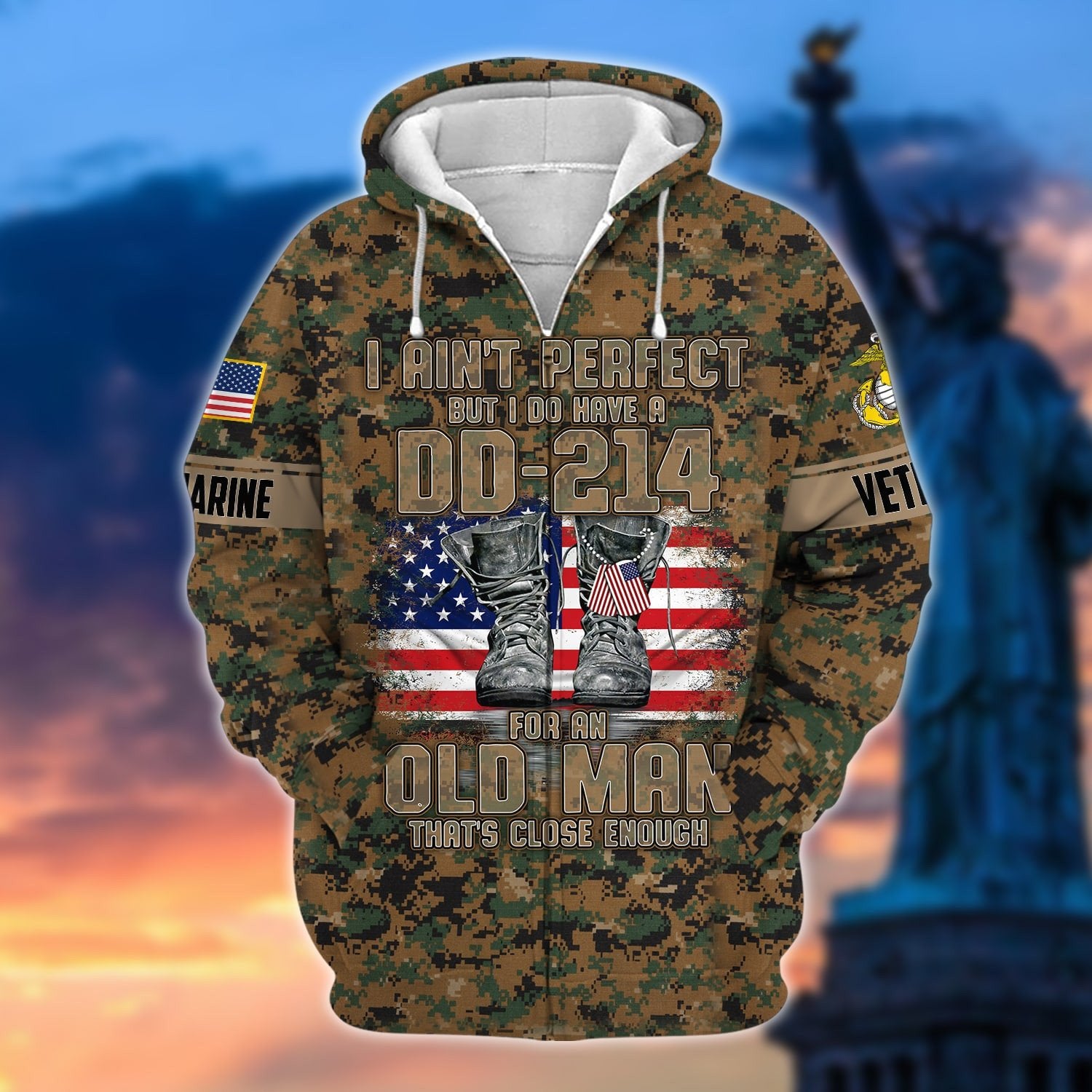 Premium U.S Multiple Service Veteran Zip Hoodie PVC220201