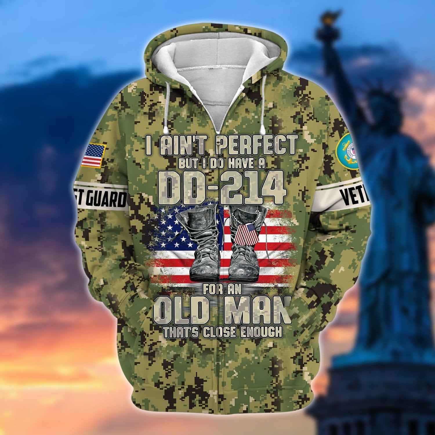 Premium U.S Multiple Service Veteran Zip Hoodie PVC220201