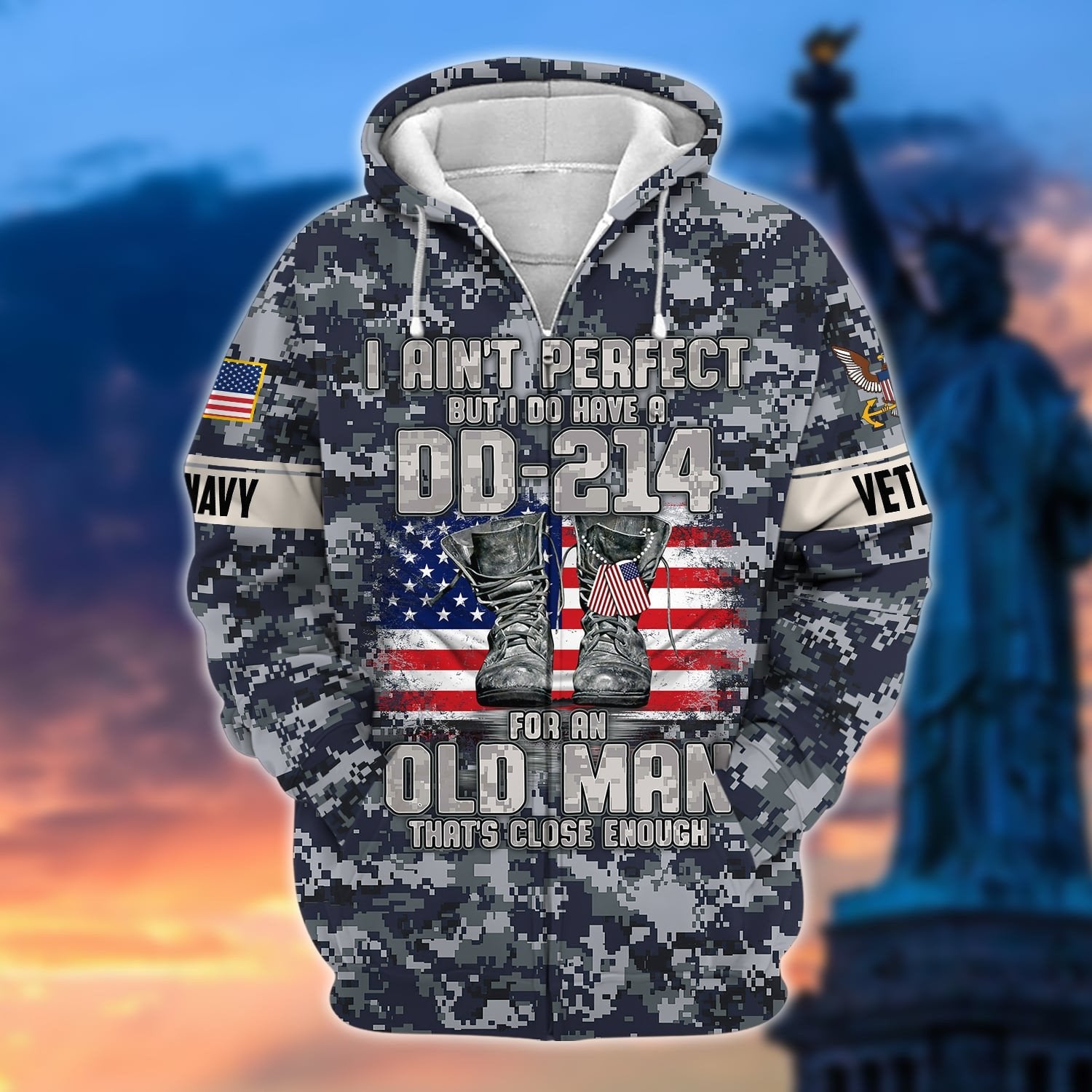 Premium U.S Multiple Service Veteran Zip Hoodie PVC220201