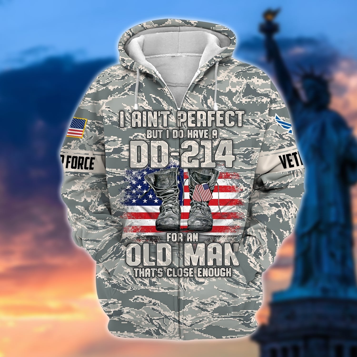 Premium U.S Multiple Service Veteran Zip Hoodie PVC220201