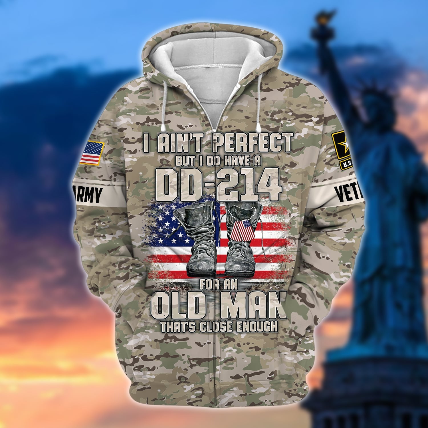 Premium U.S Multiple Service Veteran Zip Hoodie PVC220201