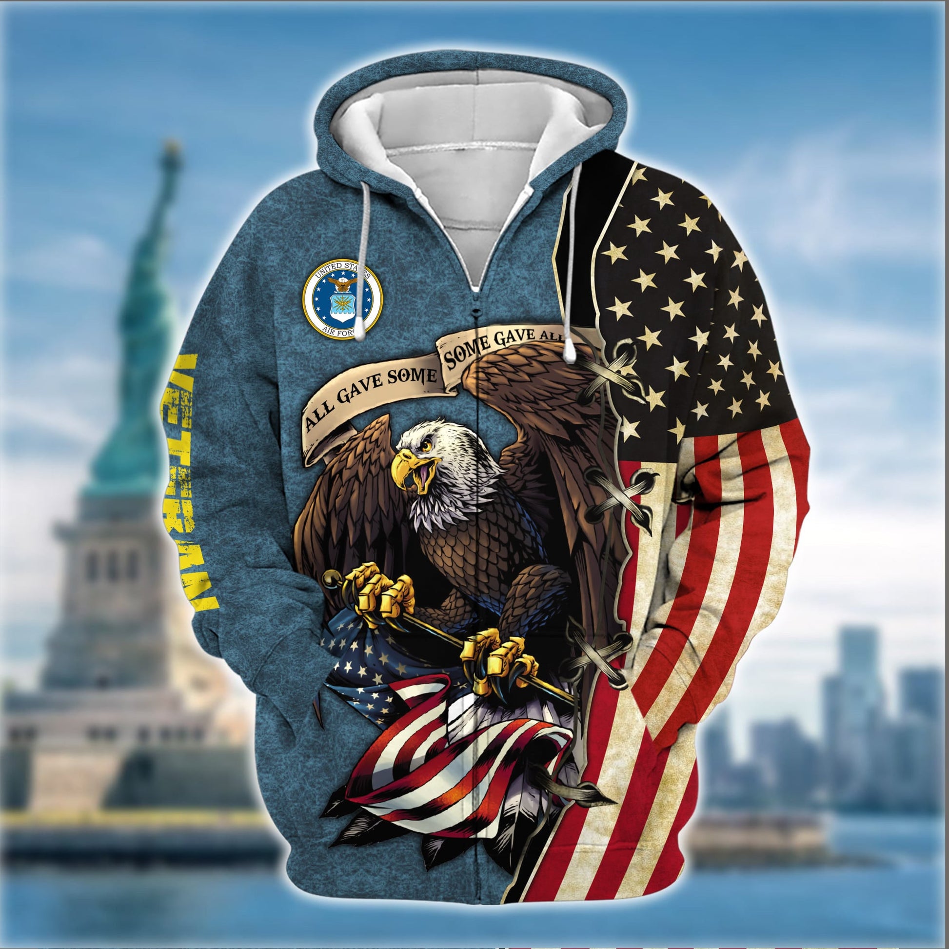 Premium U.S Multiple Service Veteran Zip Hoodie PVC220203