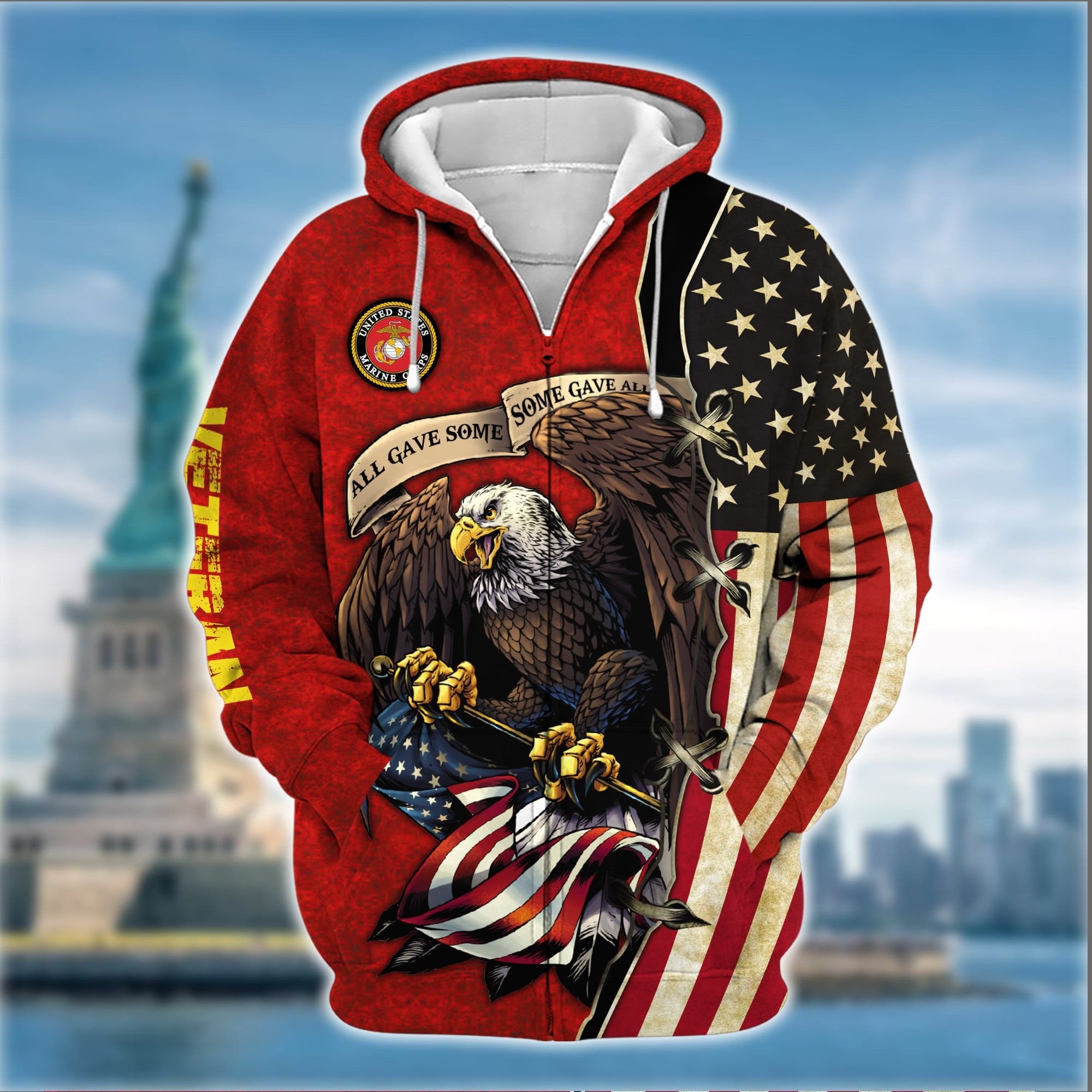 Premium U.S Multiple Service Veteran Zip Hoodie PVC220203