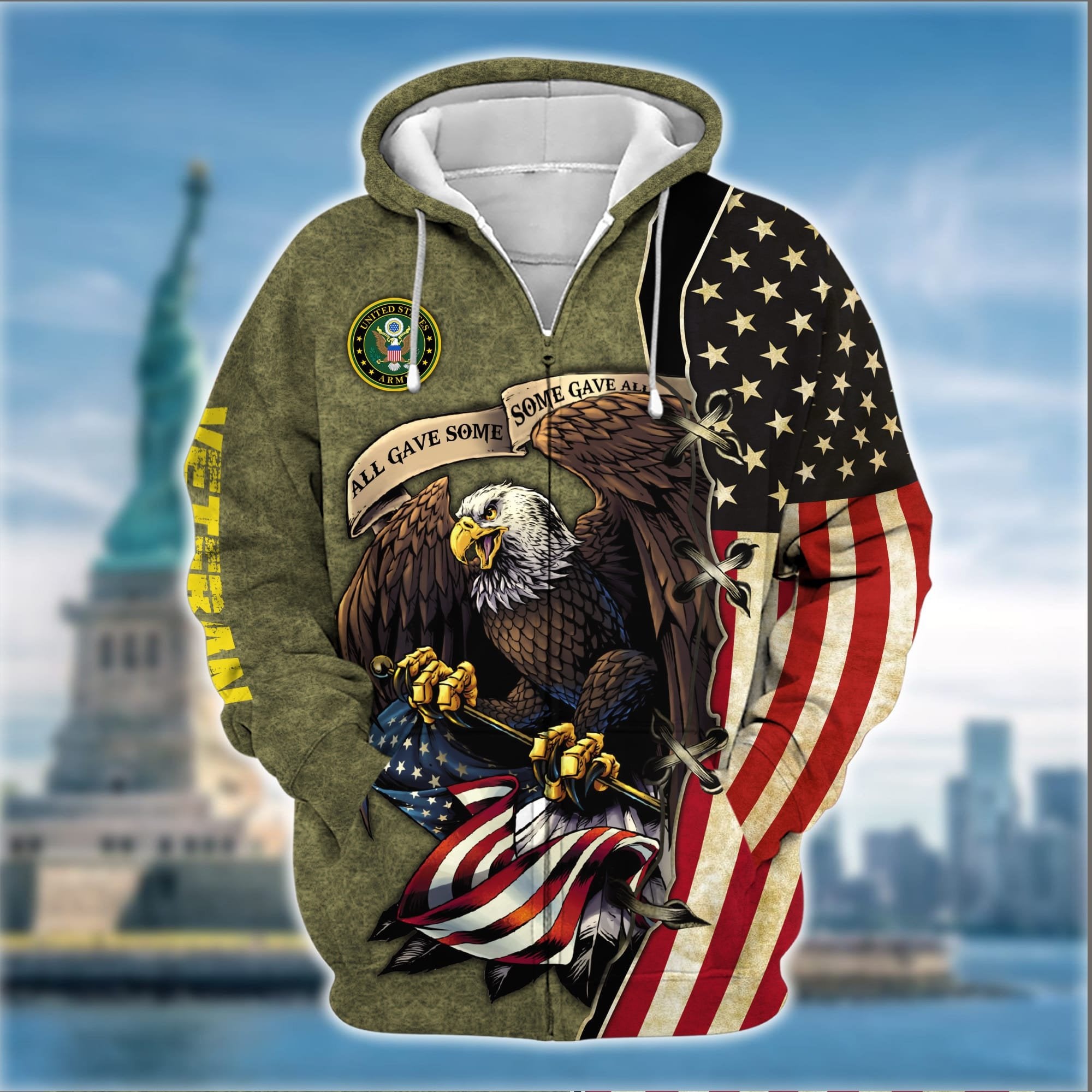 Premium U.S Multiple Service Veteran Zip Hoodie PVC220203