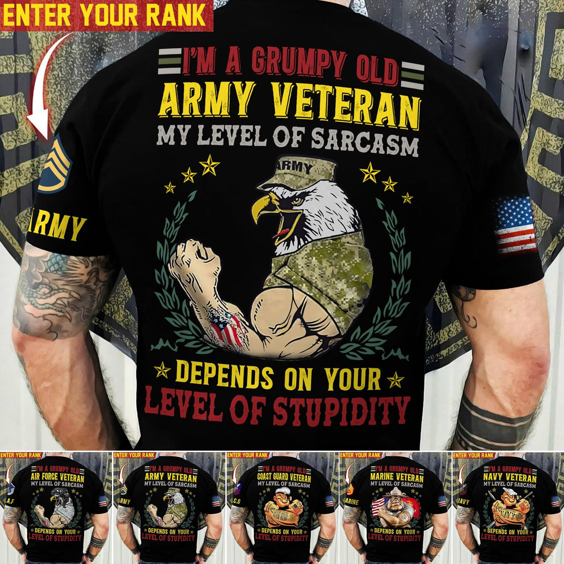 Premium Personalised Multiple US Military Services Veteran T-Shirt PVC260203