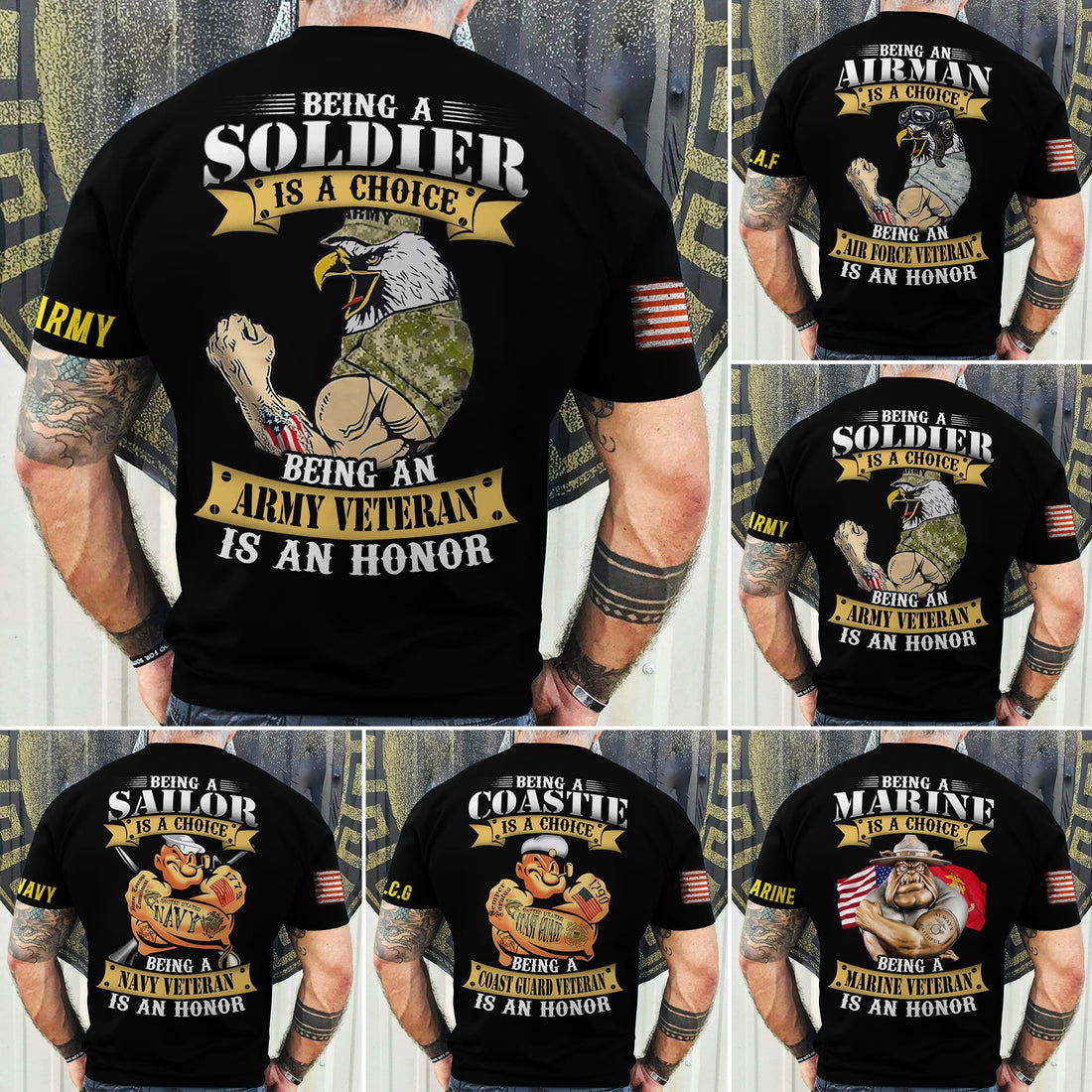 Premium Multiple US Military Services Veteran T-Shirt NPVC250203