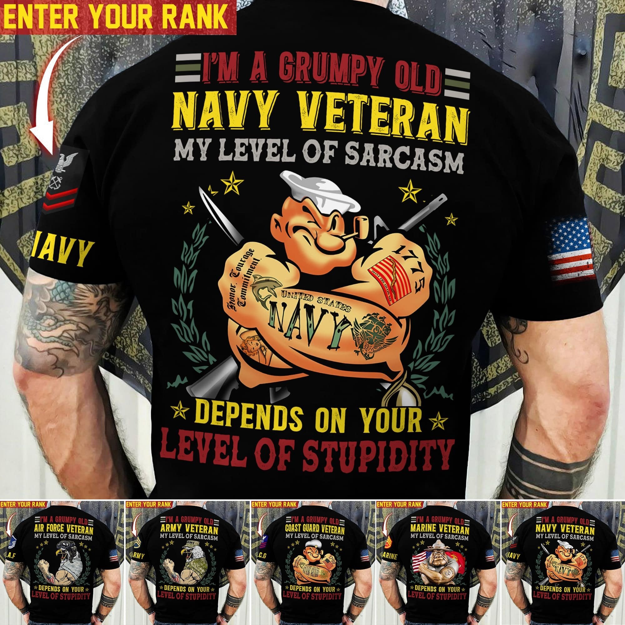 Premium Personalised Multiple US Military Services Veteran T-Shirt PVC260203
