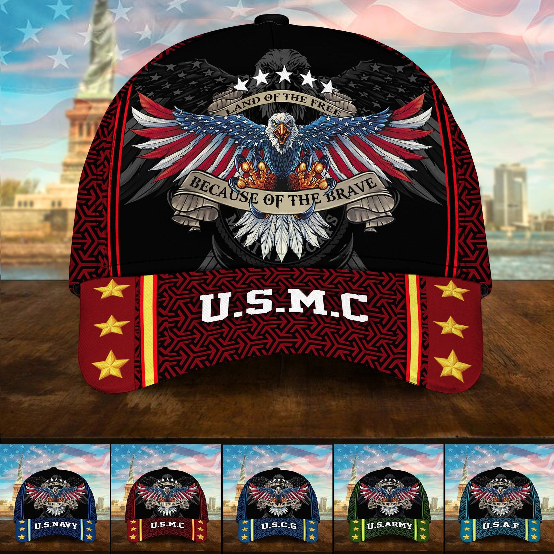 Premium U.S Multiple Service Veteran 3D Cap PVC280202