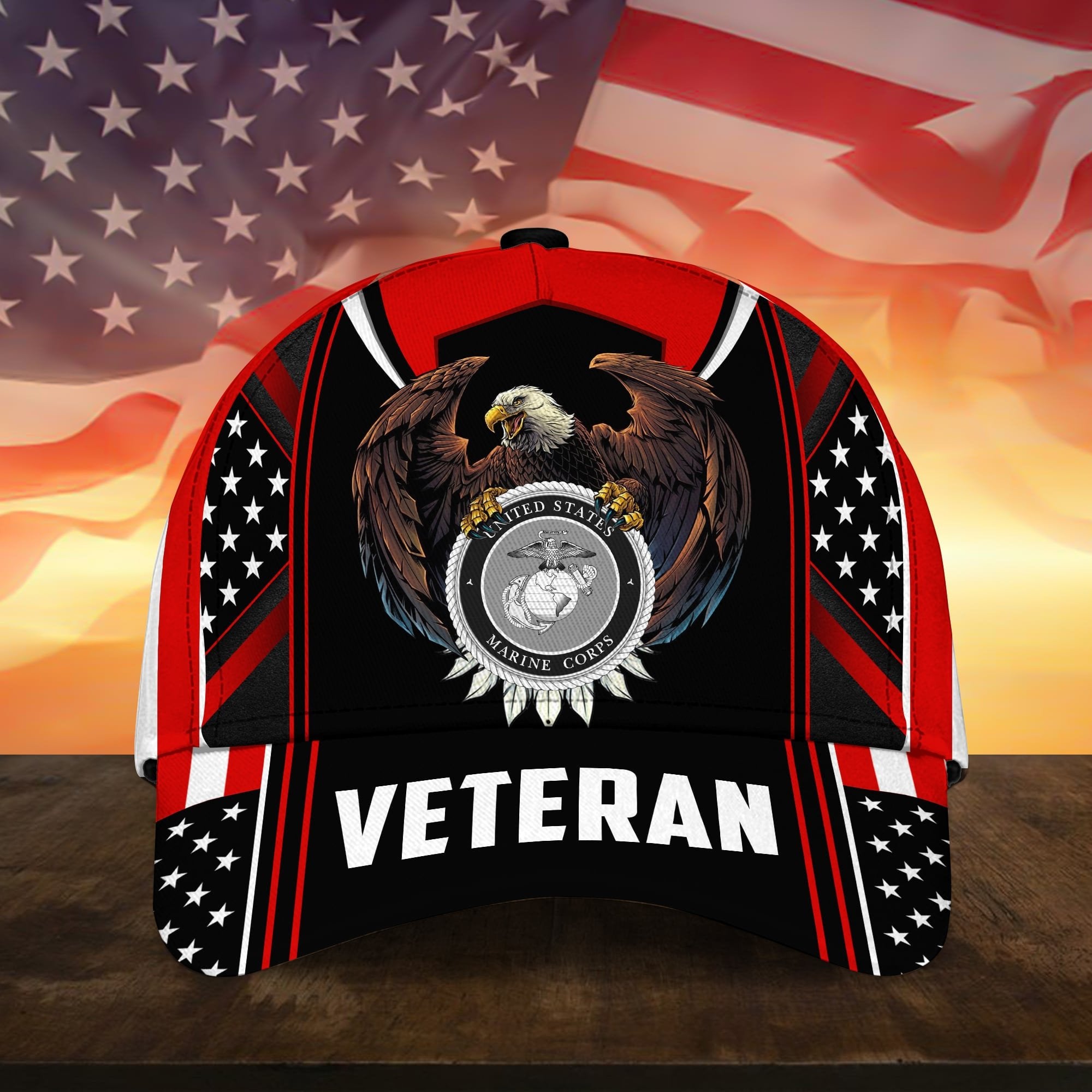 Premium U.S Multiple Service Veteran 3D Cap PVC010303