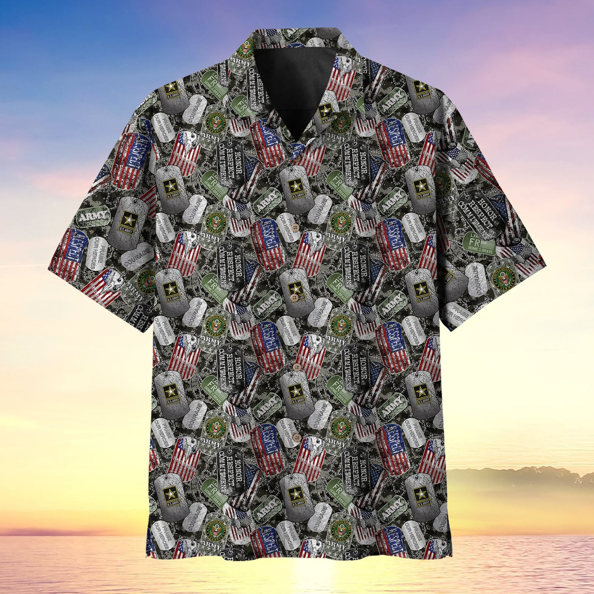 Dog Tag Pattern US Veteran MultiService Hawaii Shirt MH150601
