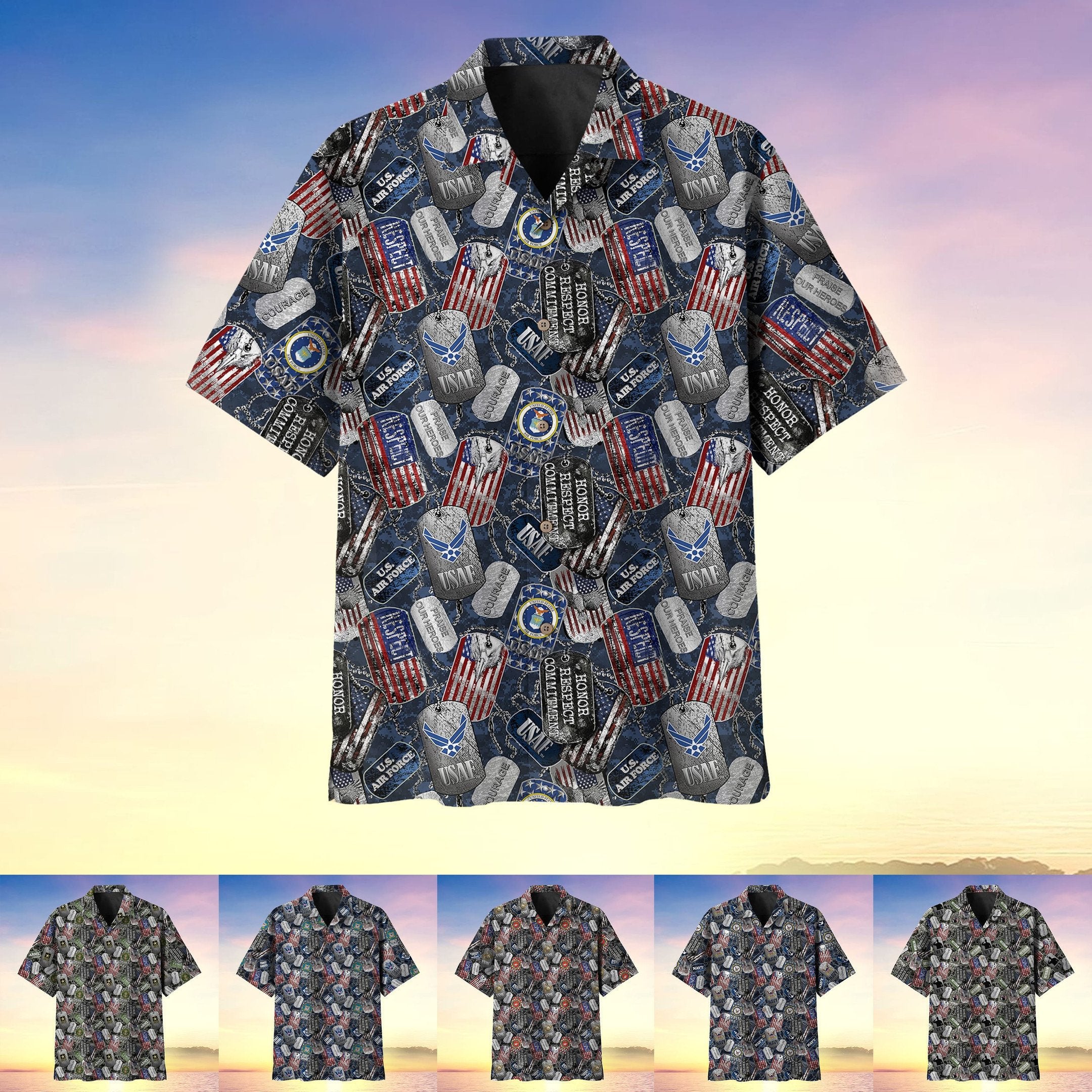 Dog Tag Pattern US Veteran MultiService Hawaii Shirt MH150601