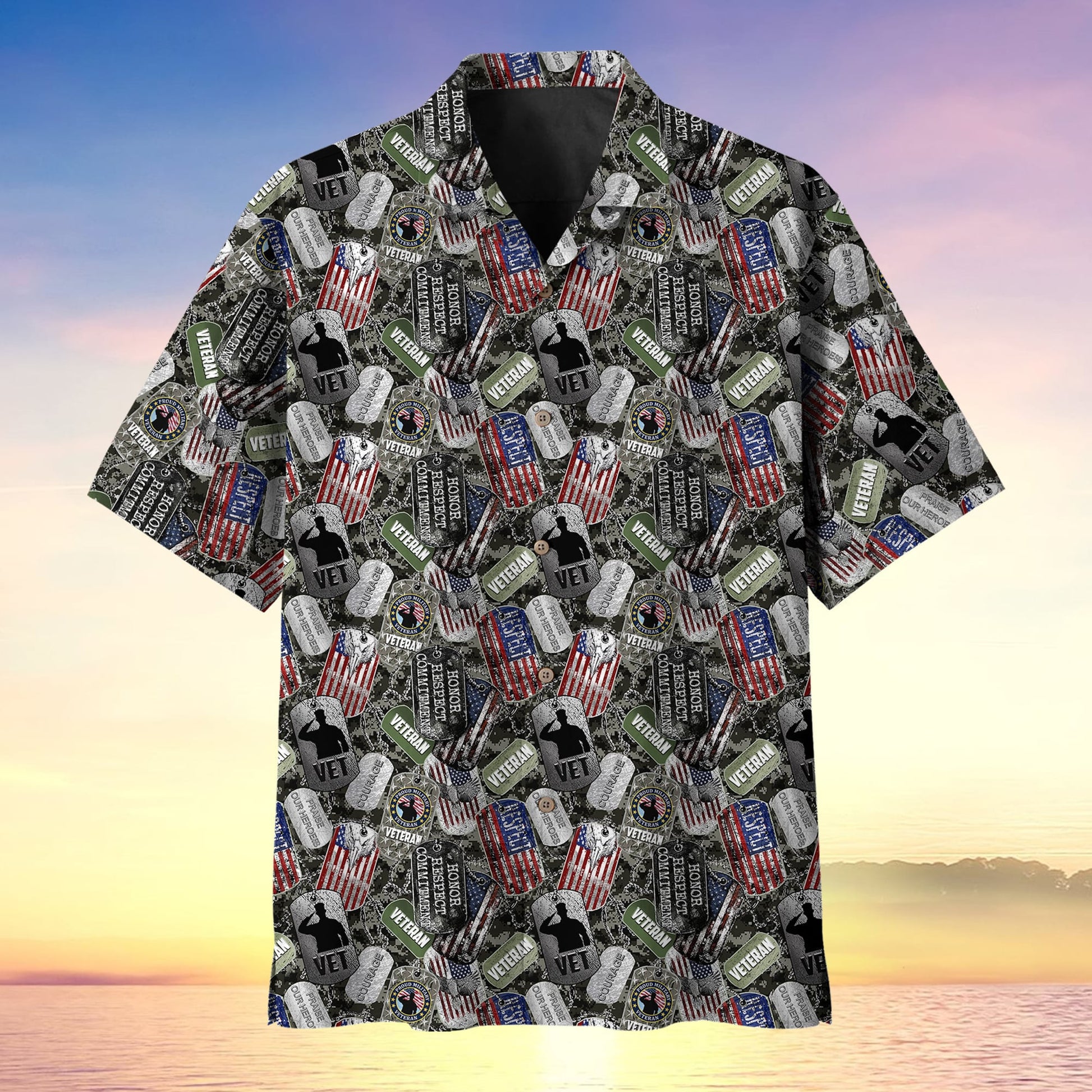 Dog Tag Pattern US Veteran MultiService Hawaii Shirt MH150601