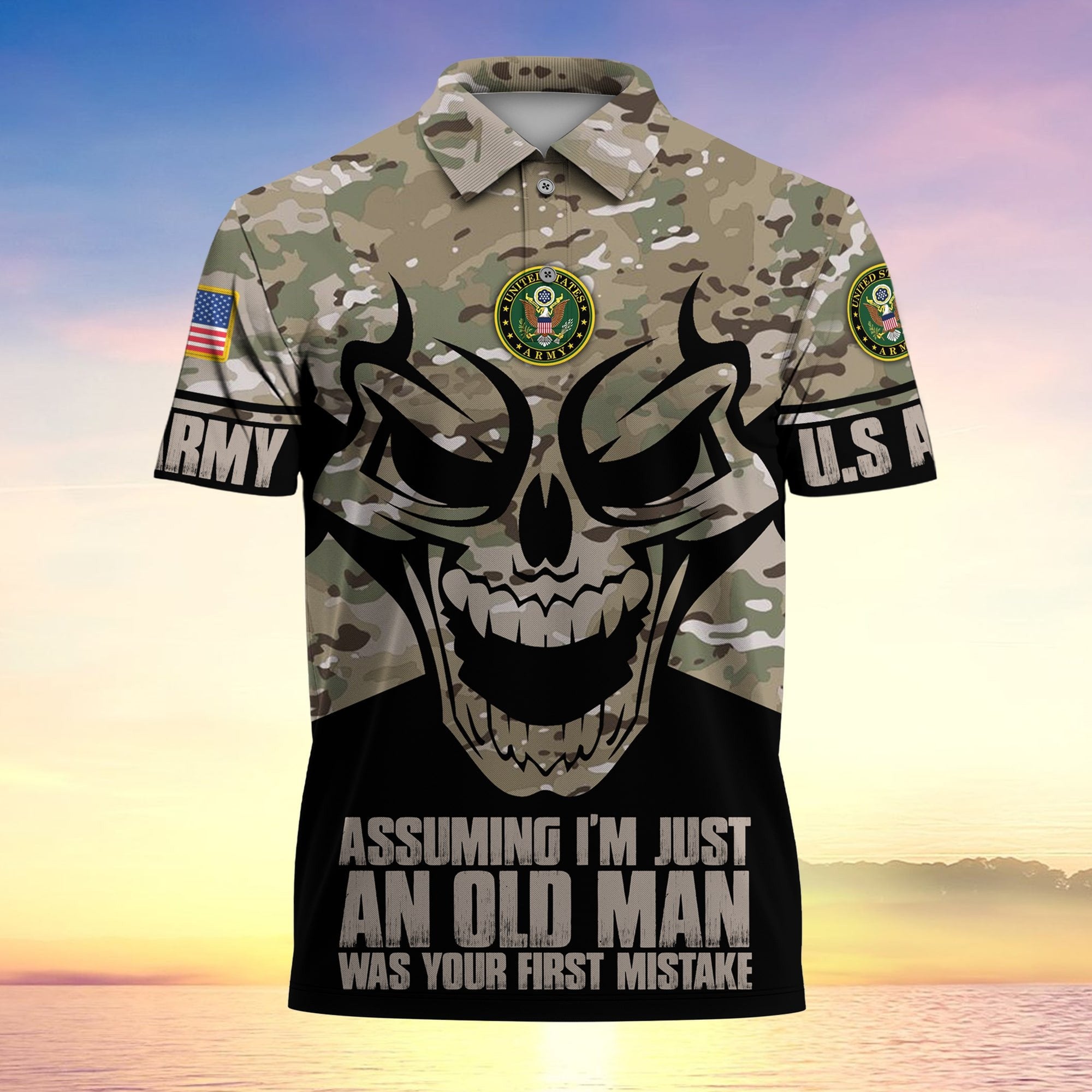Assuming I'm Just An Old Man Was Your First Mistake US Veteran MultiService Polo Shirt MH130602
