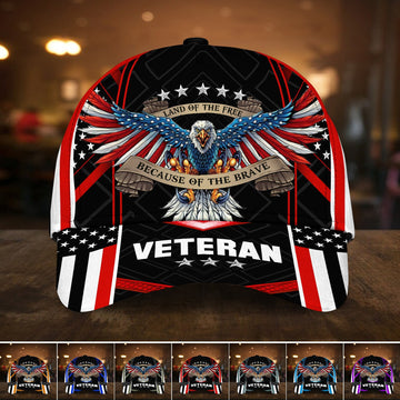 Land Of The Free U.S. Veteran 3D Cap PVC010702