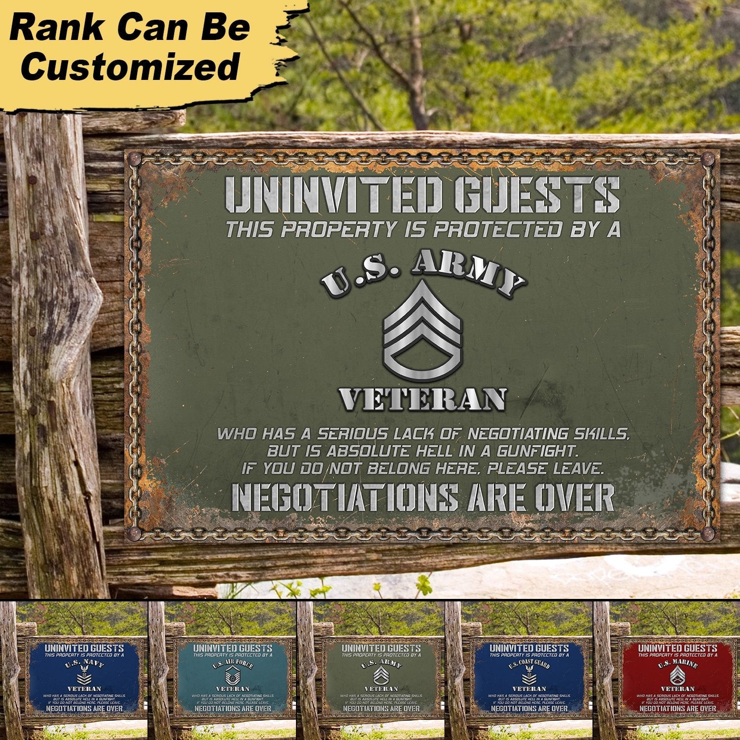 Premium Personalized U.S Veteran Metal Sign PVC060503