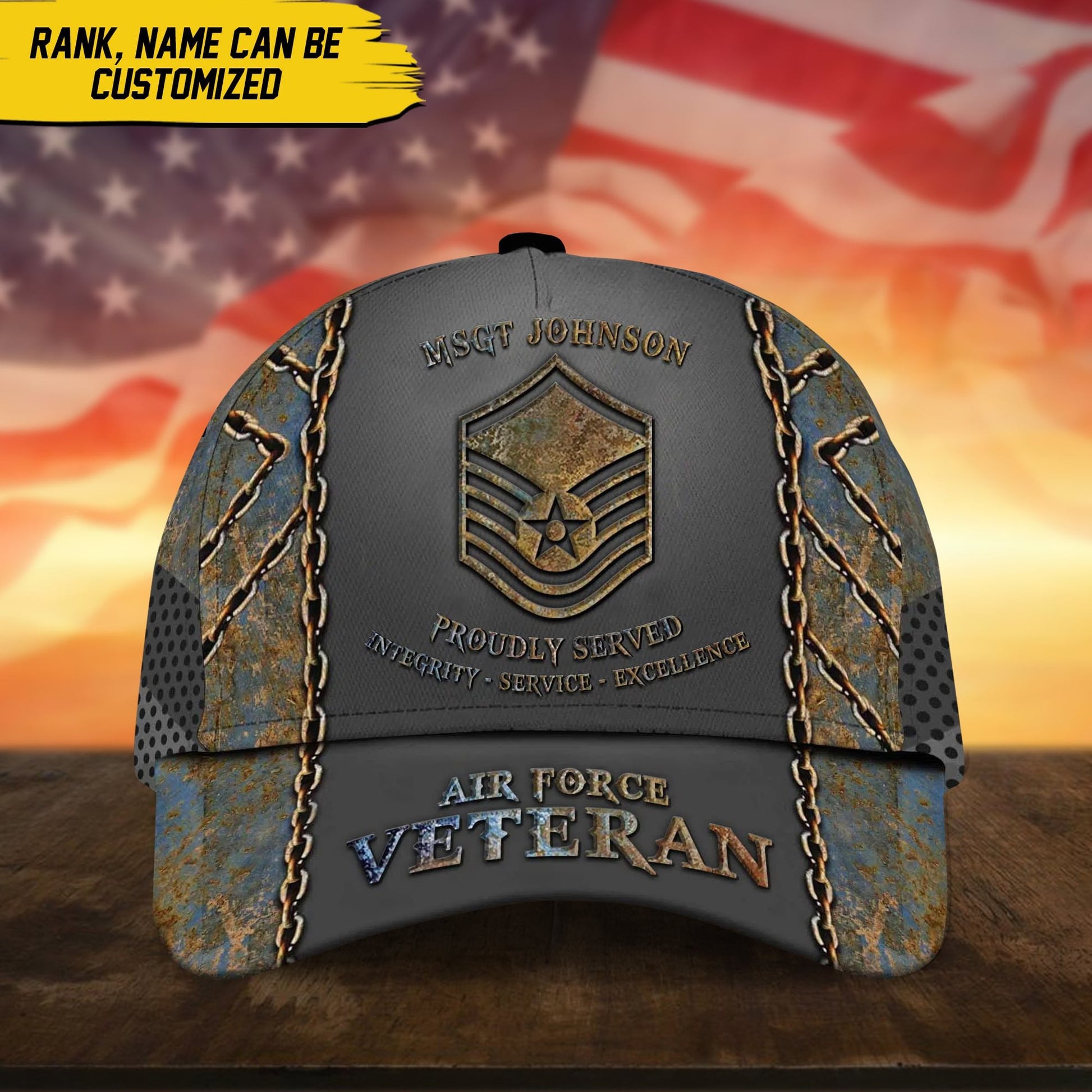 Unique Personalised U.S Veteran 3D Cap PVC110703