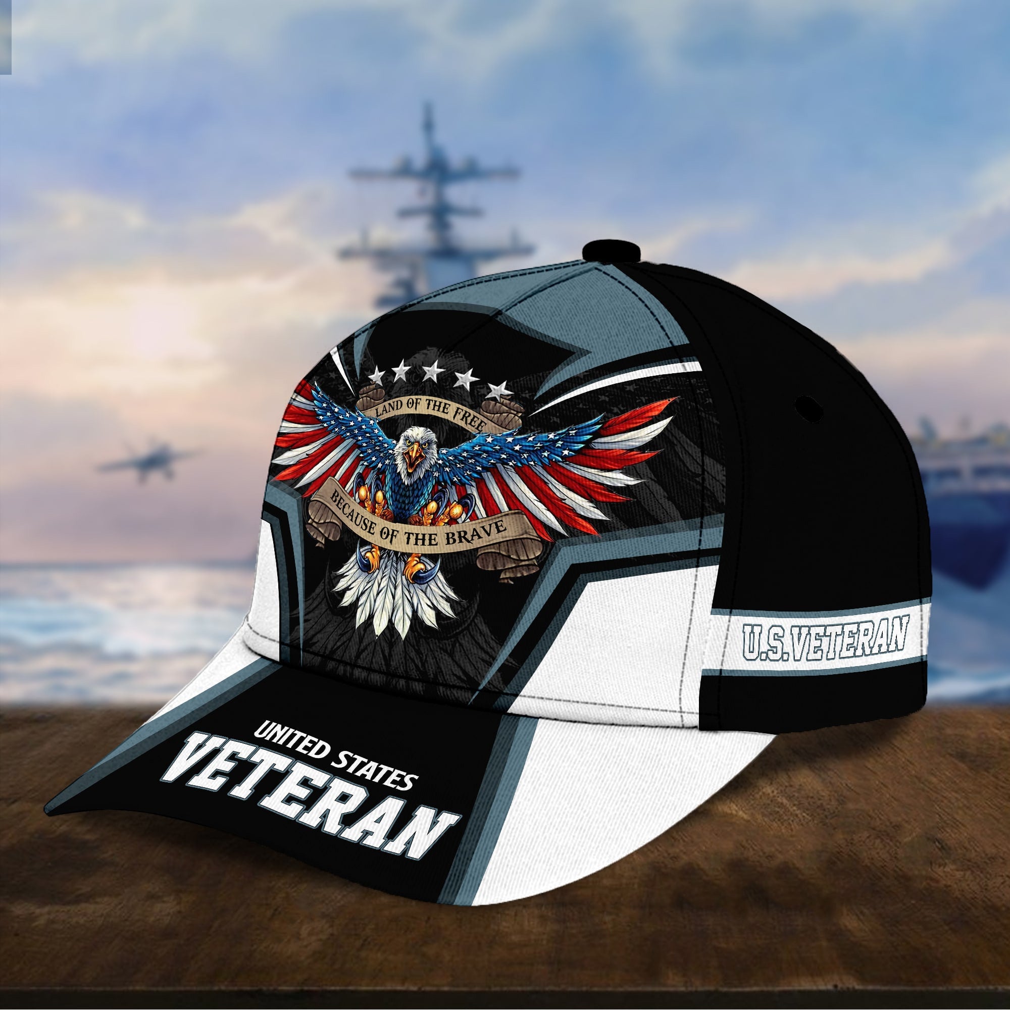 Premium Land Of The Free U.S. Veteran 3D Cap PVC110701