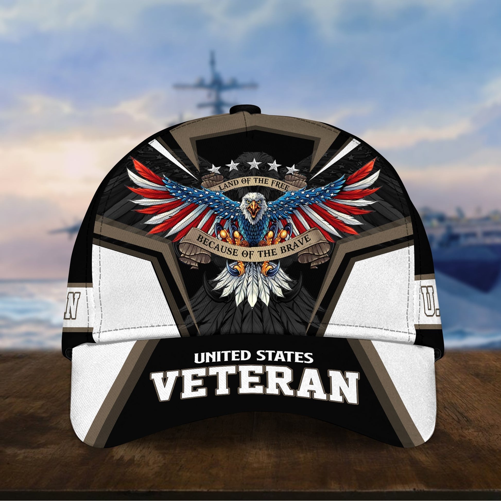 Premium Land Of The Free U.S. Veteran 3D Cap PVC110701