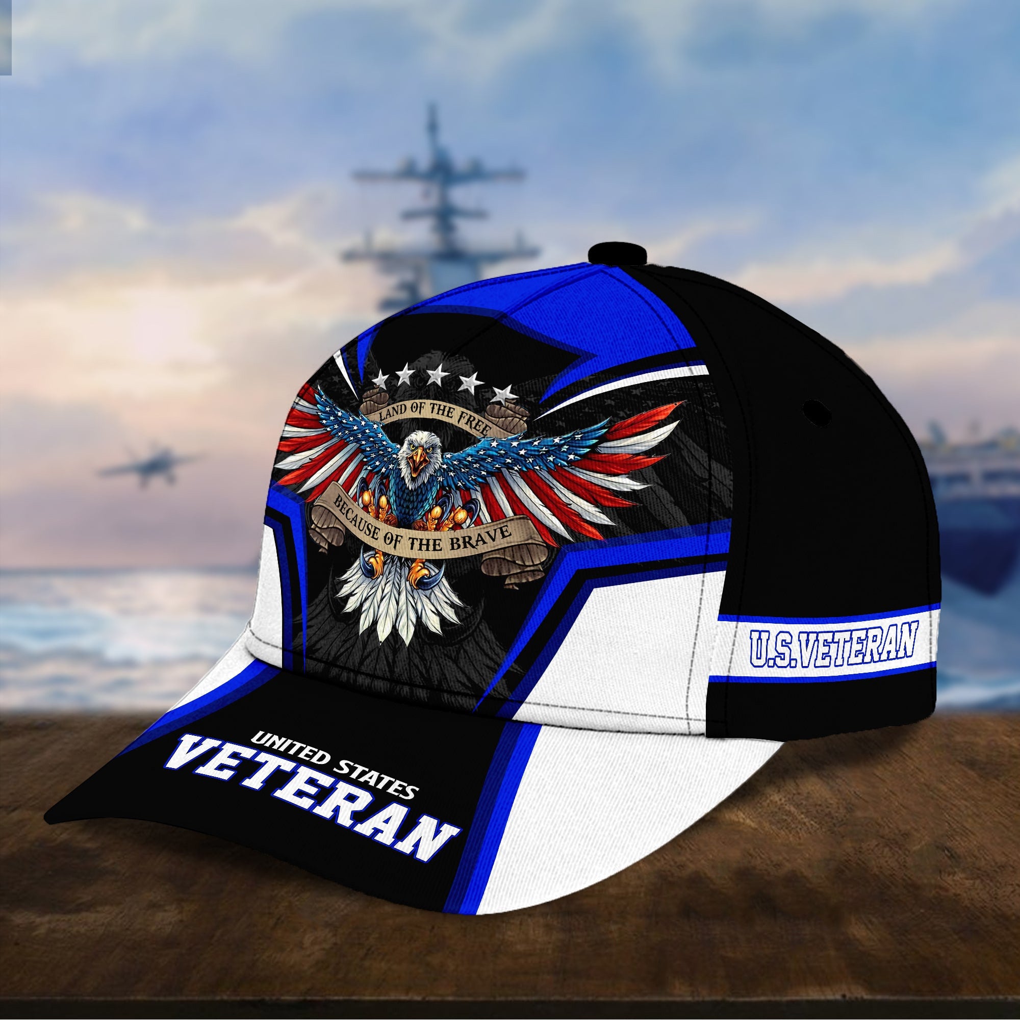 Premium Land Of The Free U.S. Veteran 3D Cap PVC110701