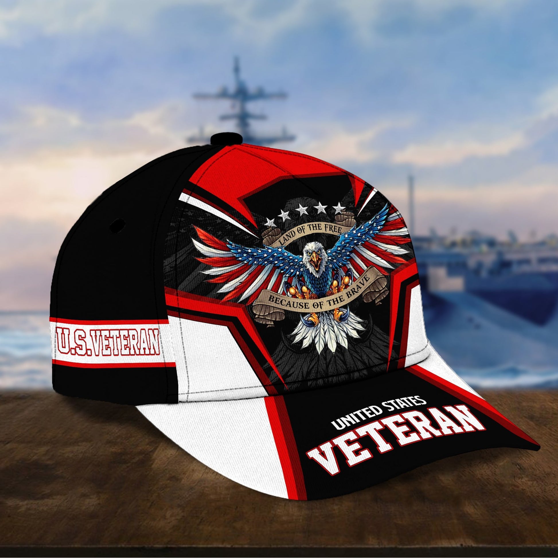 Premium Land Of The Free U.S. Veteran 3D Cap PVC110701