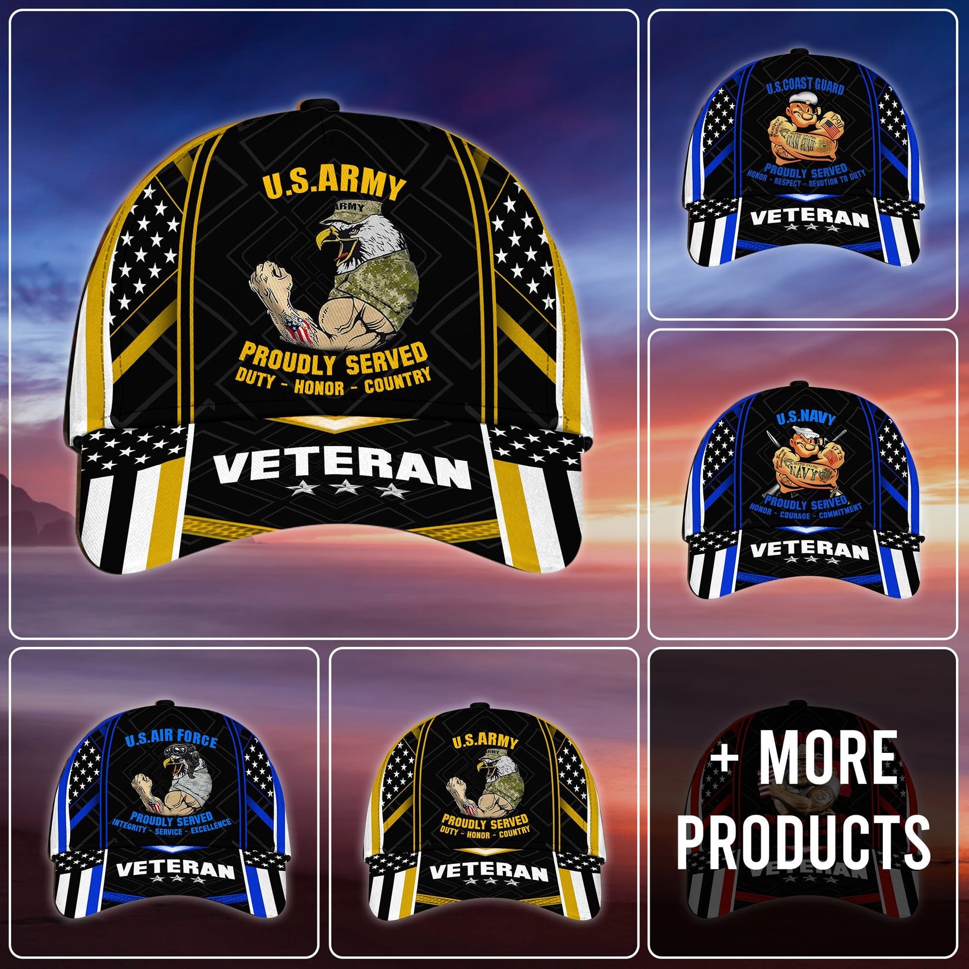 US Veteran Proudly Served Multiservice Cap PVC010703