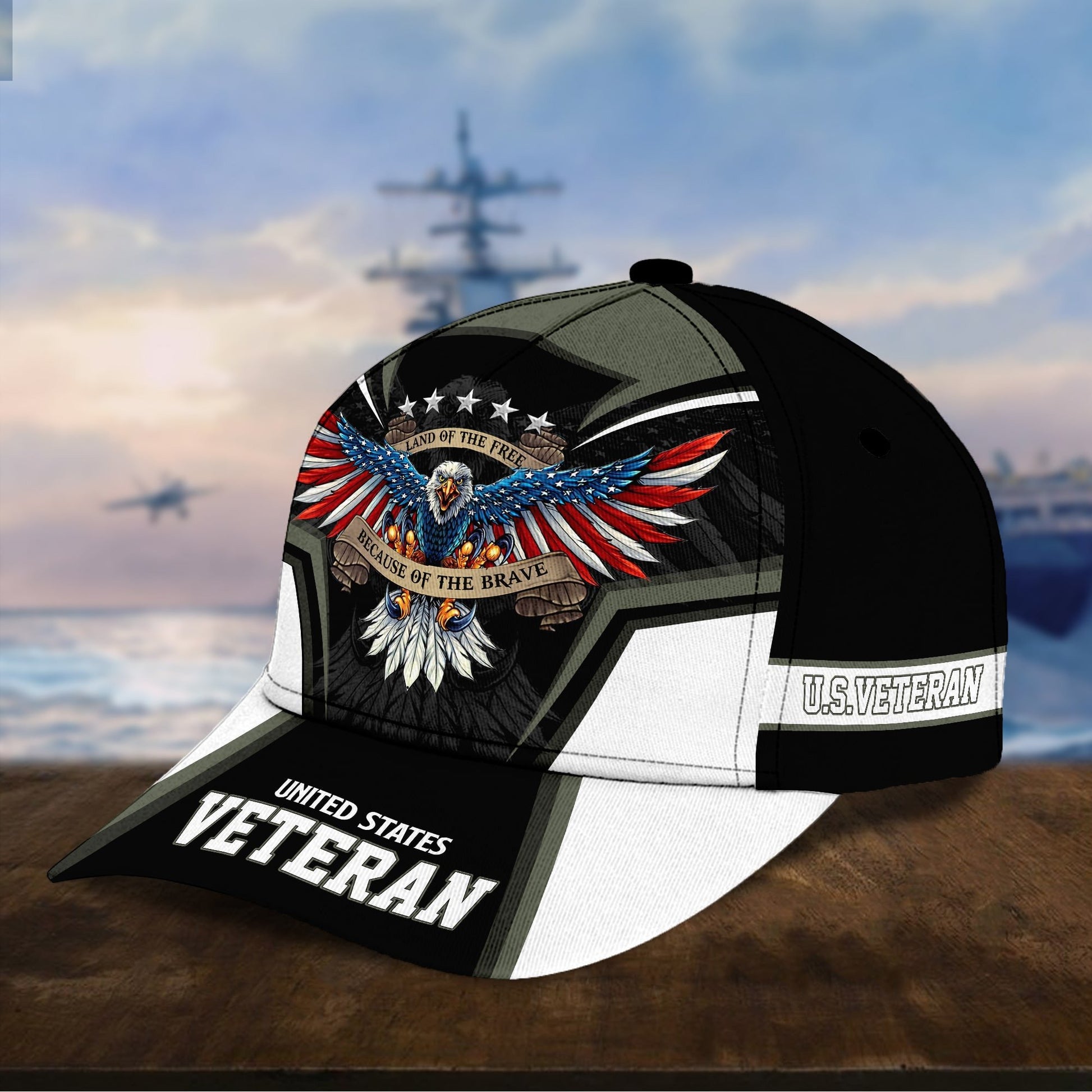 Premium Land Of The Free U.S. Veteran 3D Cap PVC110701