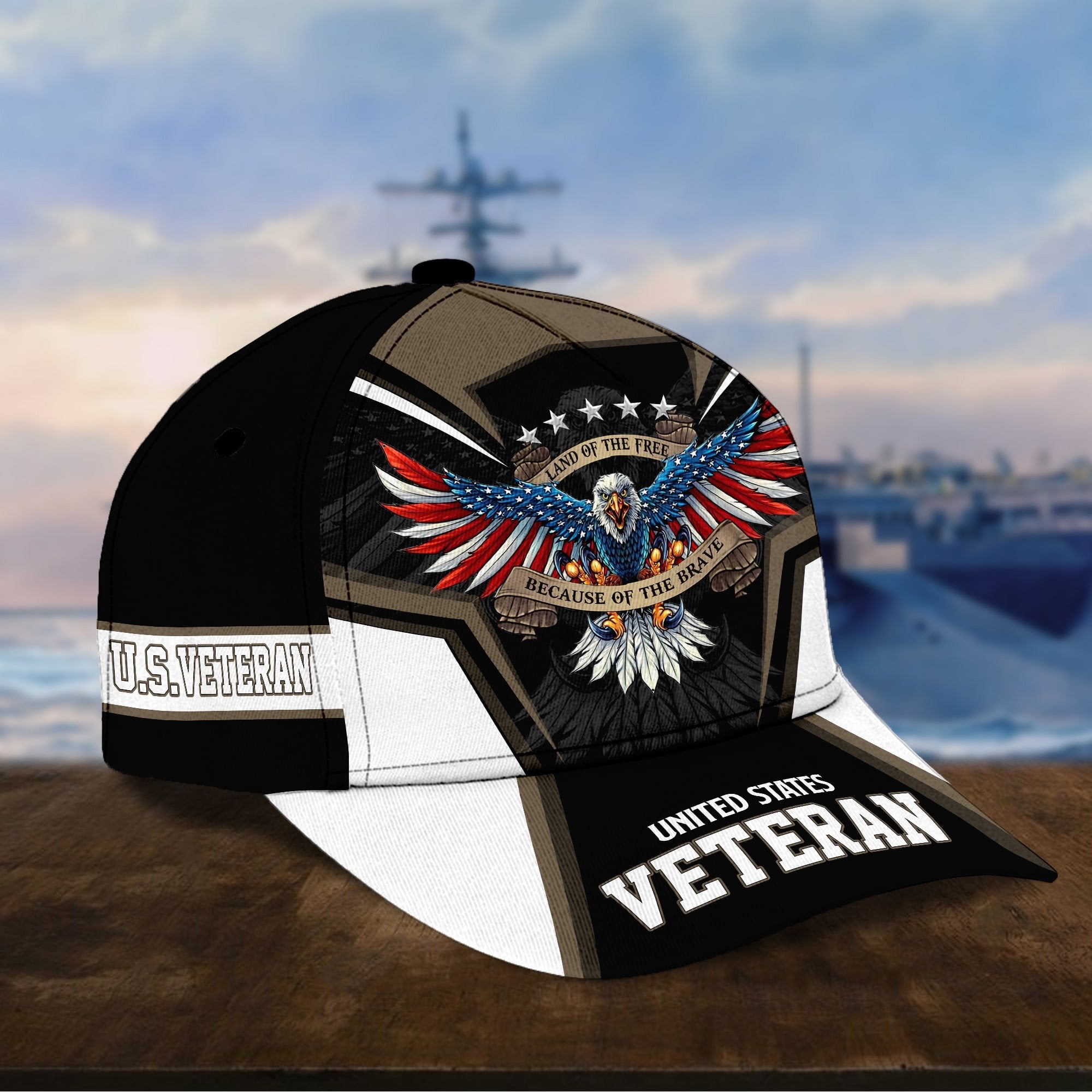 Premium Land Of The Free U.S. Veteran 3D Cap PVC110701