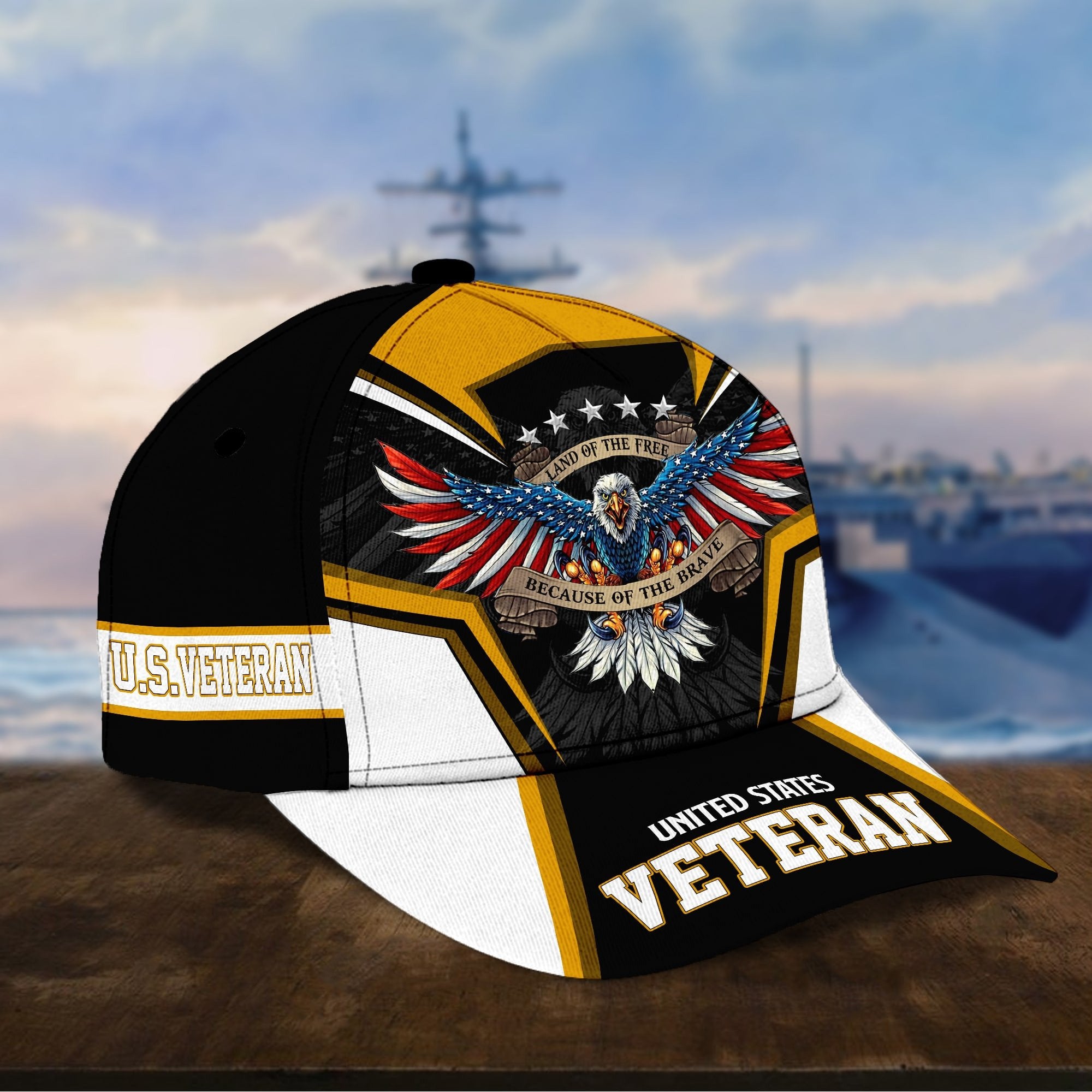 Premium Land Of The Free U.S. Veteran 3D Cap PVC110701