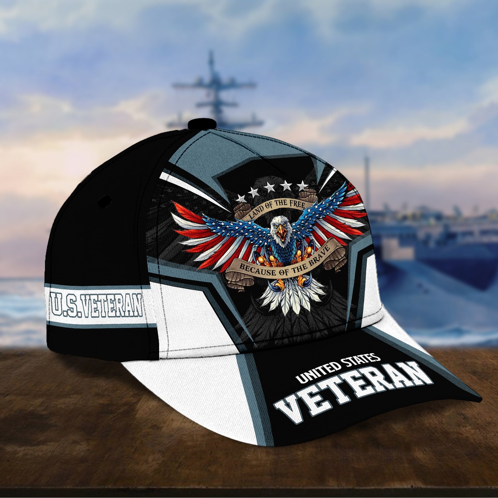 Premium Land Of The Free U.S. Veteran 3D Cap PVC110701