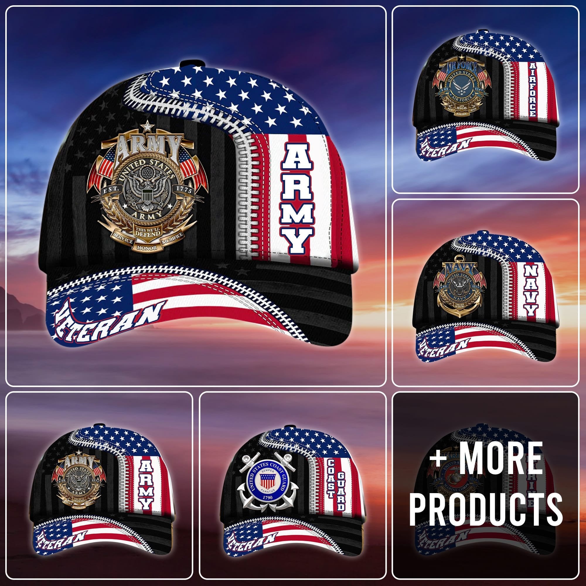 US Veteran Proudly Served Multiservice Cap PVC010805