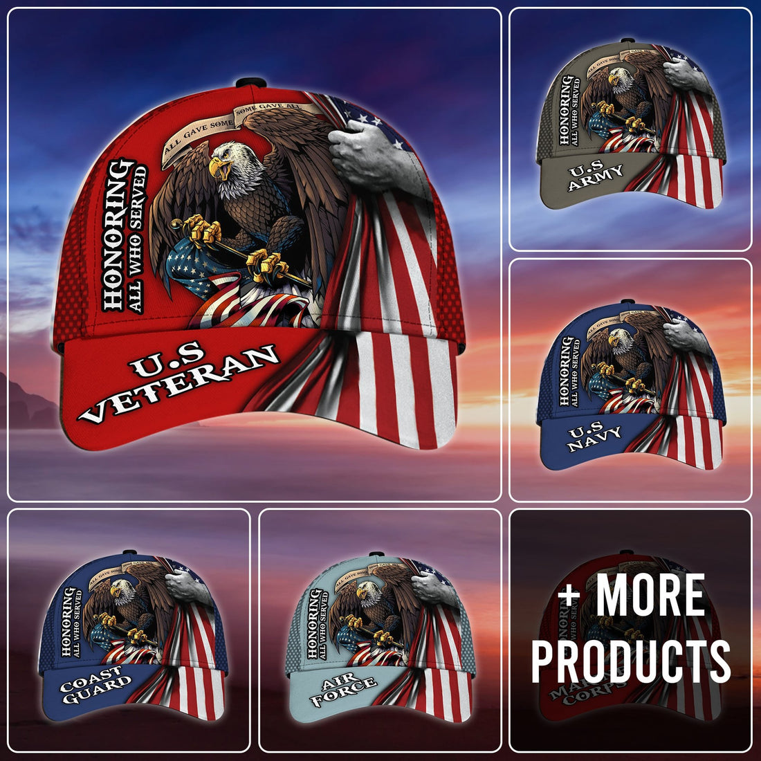 Premium Honoring All Who Served U.S Veteran Cap MH020604