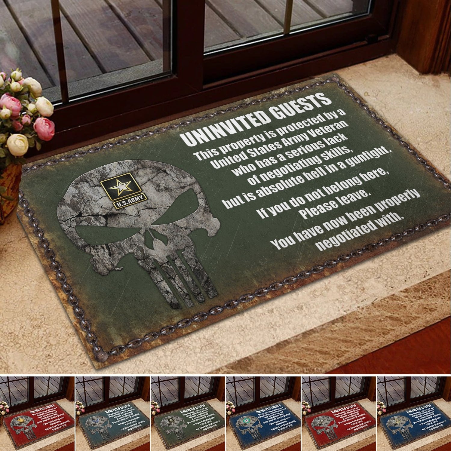 Unique US Multiple Service Veteran Doormat PVC190703