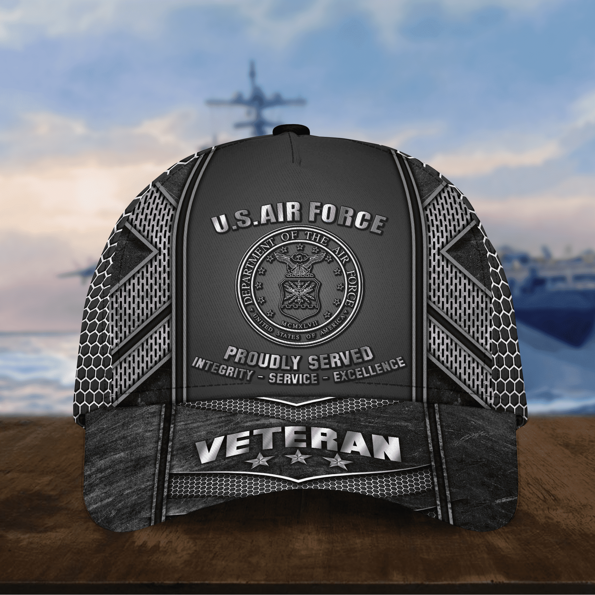 Unique Metal Camo US Veteran Cap NPVC150802