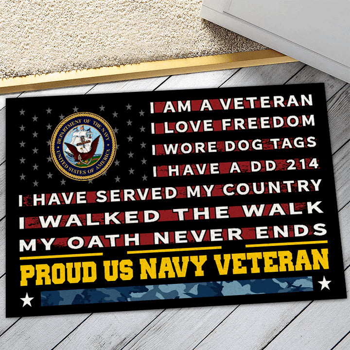 Unique Proud US Veteran Doormat PVC190815