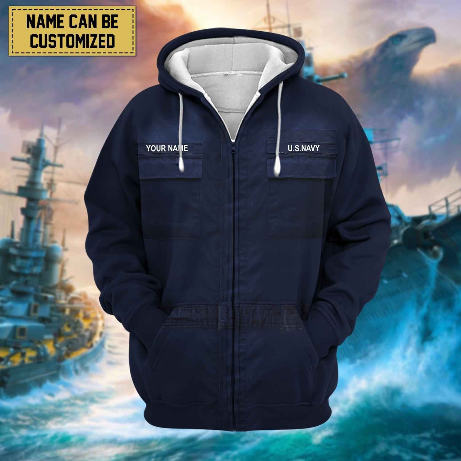 Premium Personalised US Veteran Zip Hoodie NPVC230801