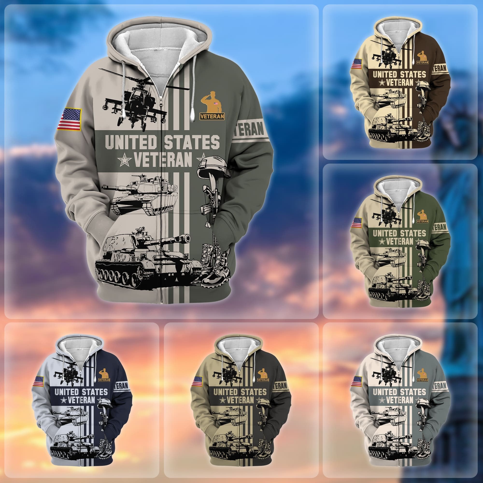 Premium US Veteran Zip Hoodie NPVC050901