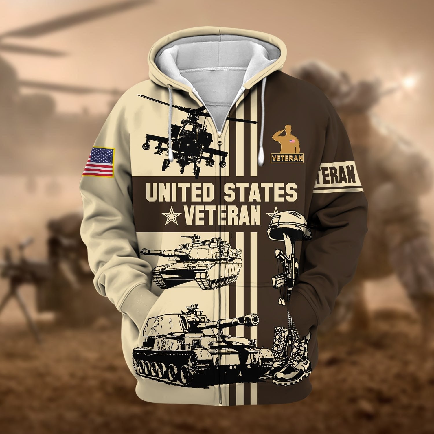 Premium US Veteran Zip Hoodie NPVC050901