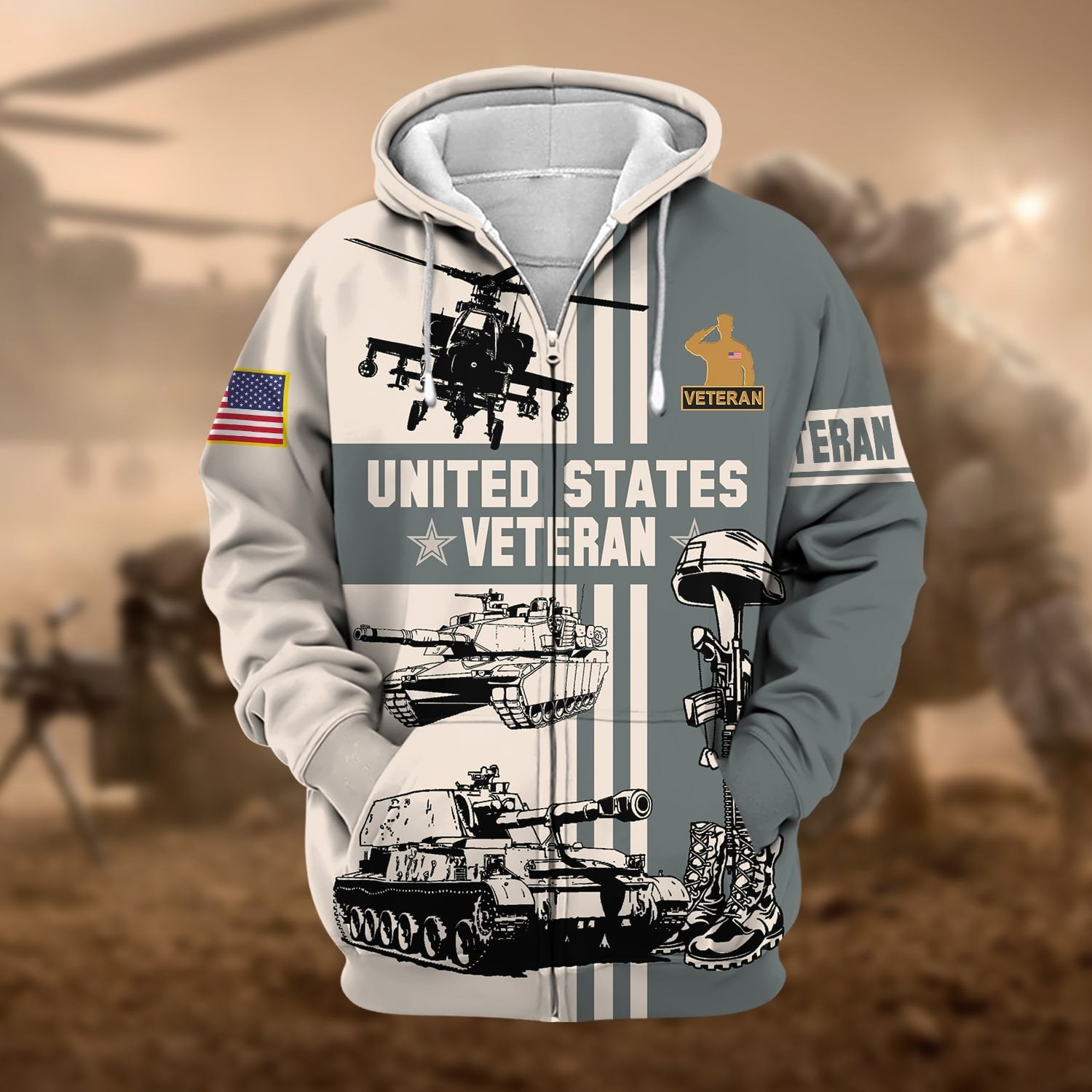 Premium US Veteran Zip Hoodie NPVC050901