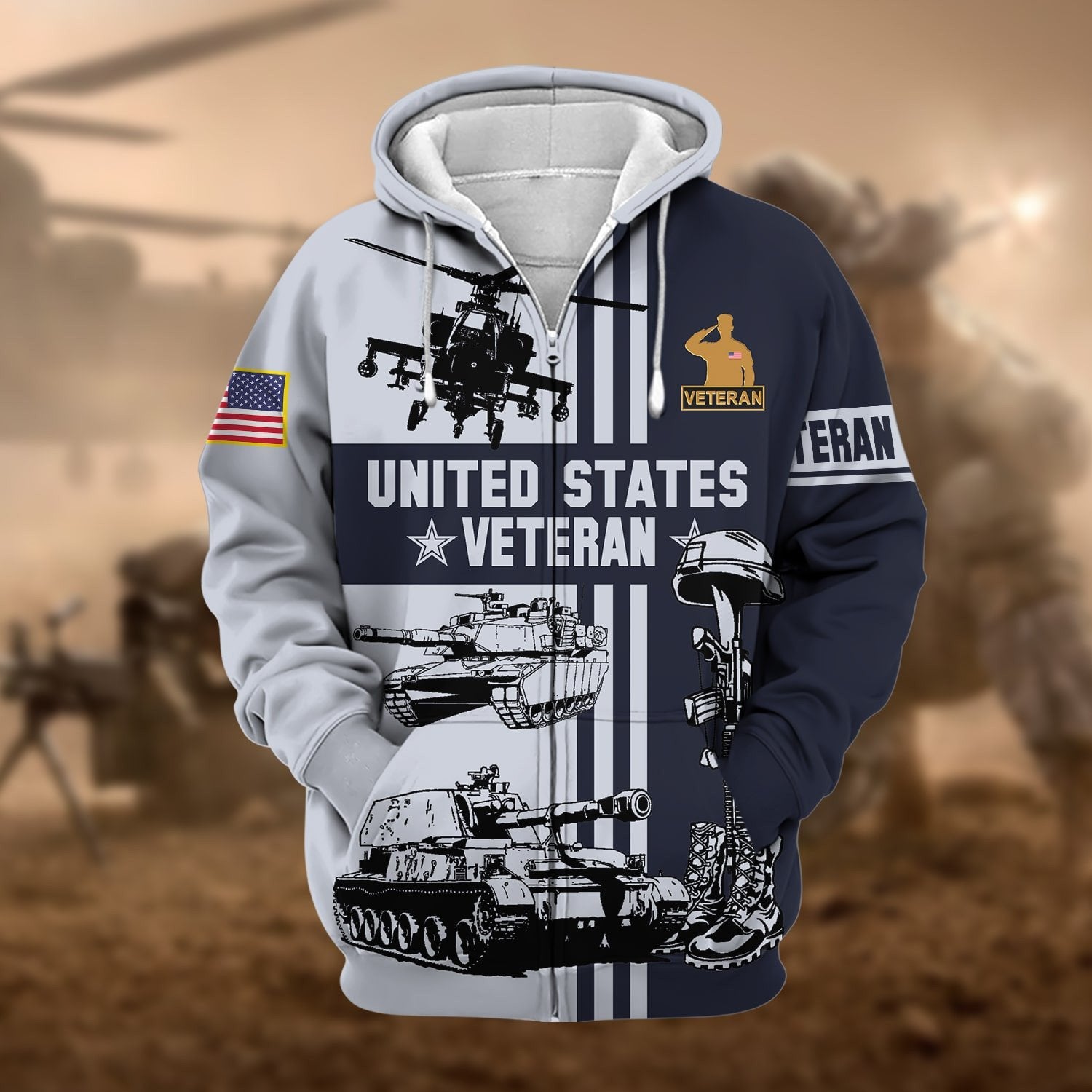 Premium US Veteran Zip Hoodie NPVC050901