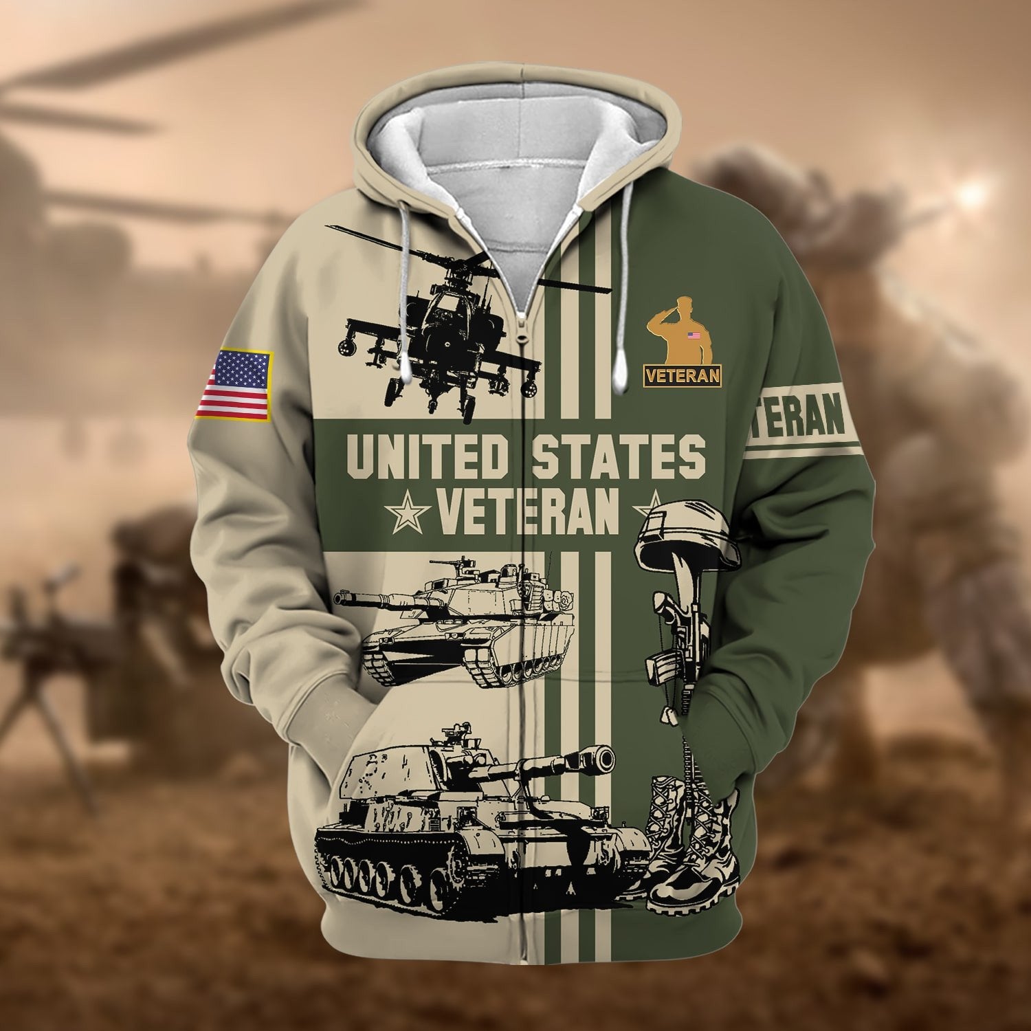 Premium US Veteran Zip Hoodie NPVC050901