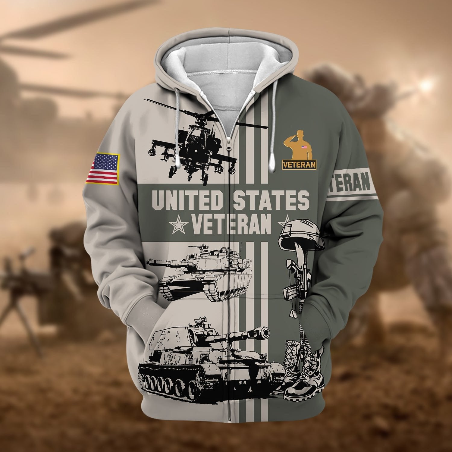 Premium US Veteran Zip Hoodie NPVC050901