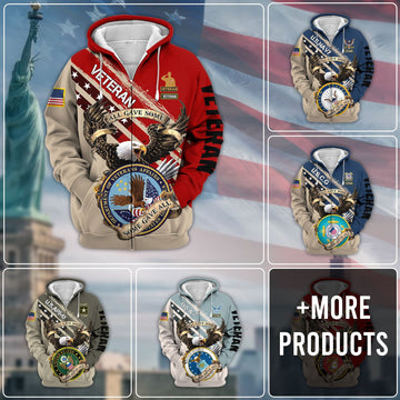 Premium Proudly Served Multiservice US Veteran Zip Hoodie NPVC260810