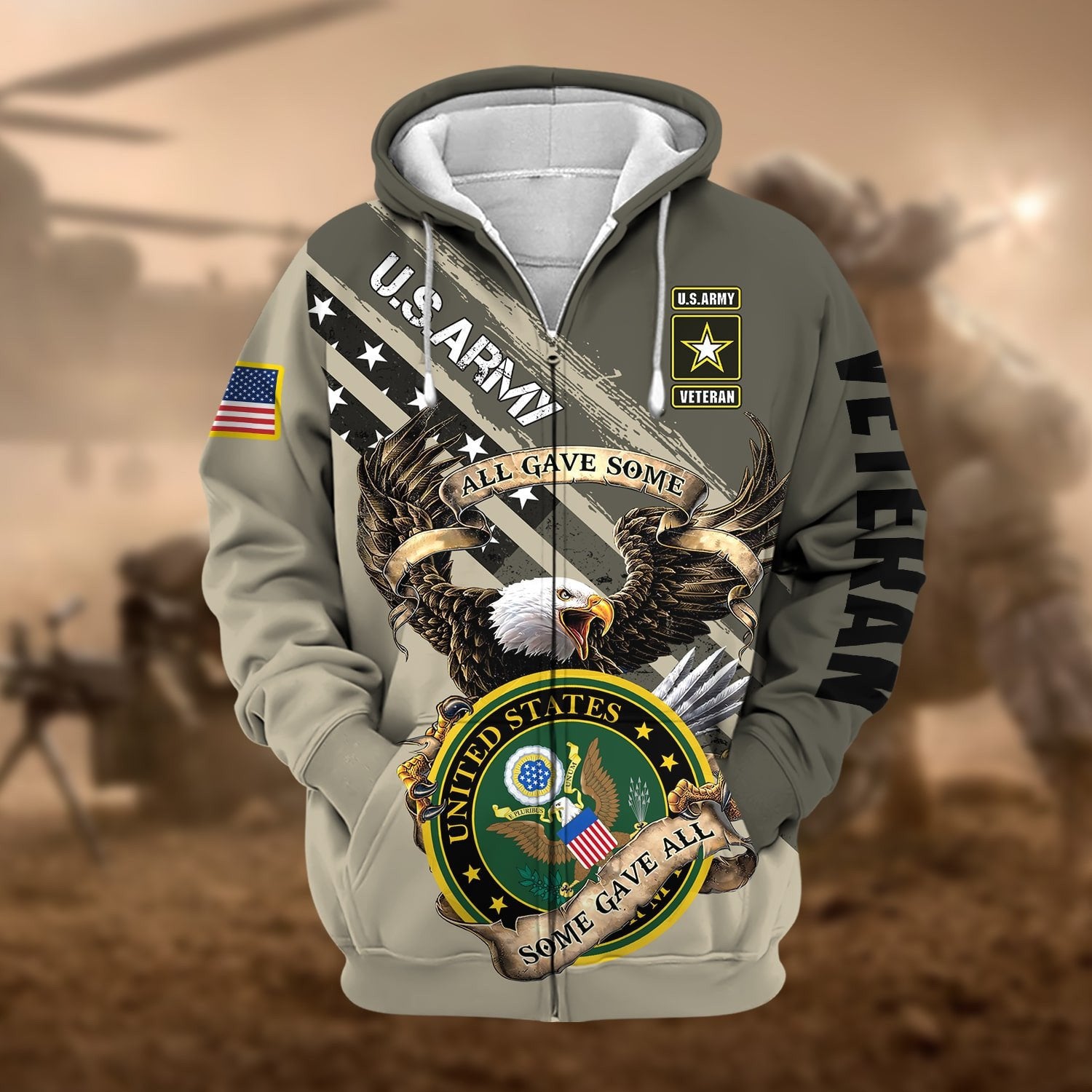 Premium Proudly Served Multiservice US Veteran Zip Hoodie NPVC260810