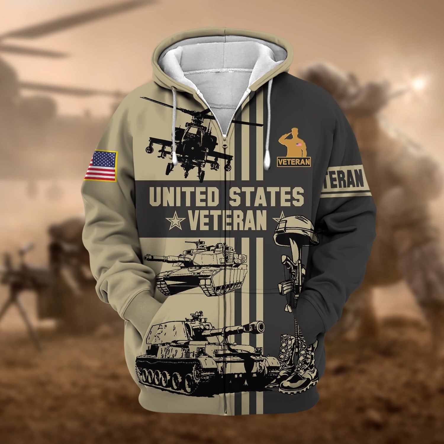 Premium US Veteran Zip Hoodie NPVC050901